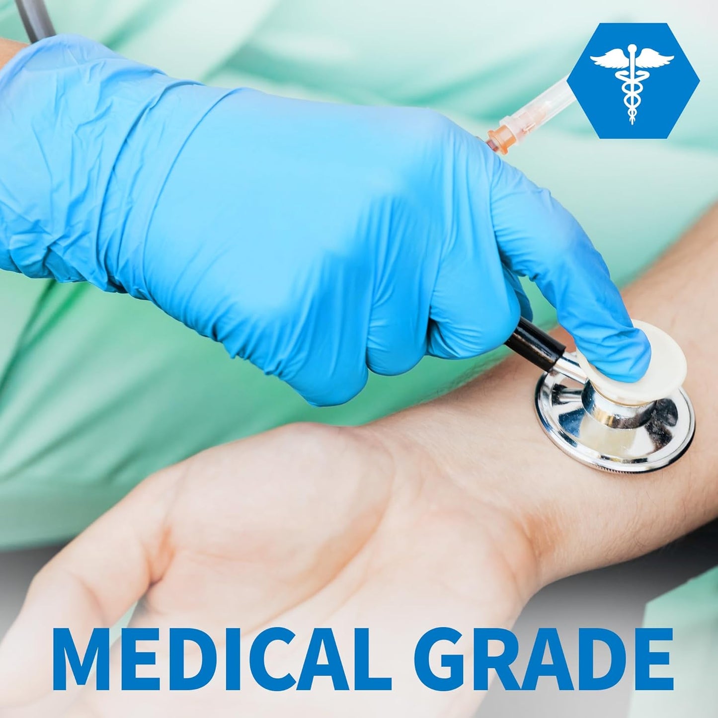 Medical Blue Nitrile Disposable Exam Gloves, 4.5 Mil 100 Pcs Powder-Fr