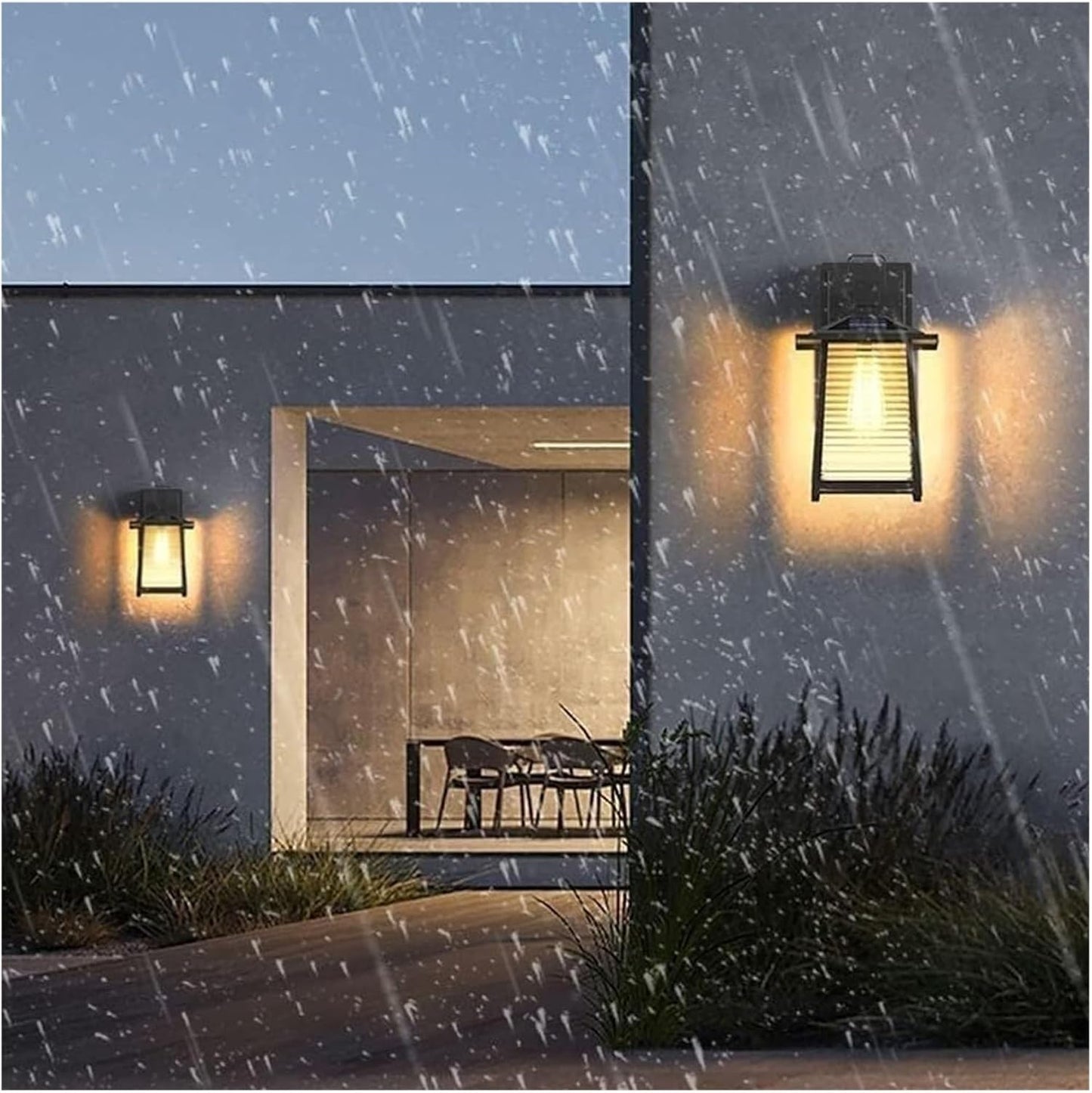 European Garden Wall Lamp Outdoor Solar Light High Permeable Shade Glass Sconce Retro Waterproof Aluminum Lantern Lamps sconces