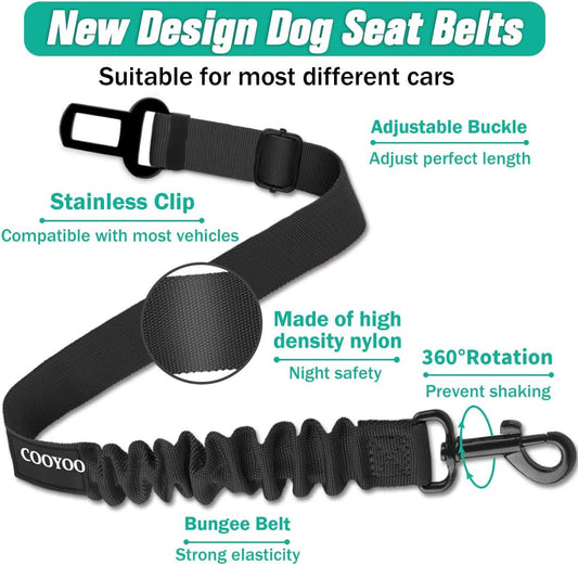 COOYOO Dog Seat Belt, Durability Retractable Dog Car Harness Adjustabl