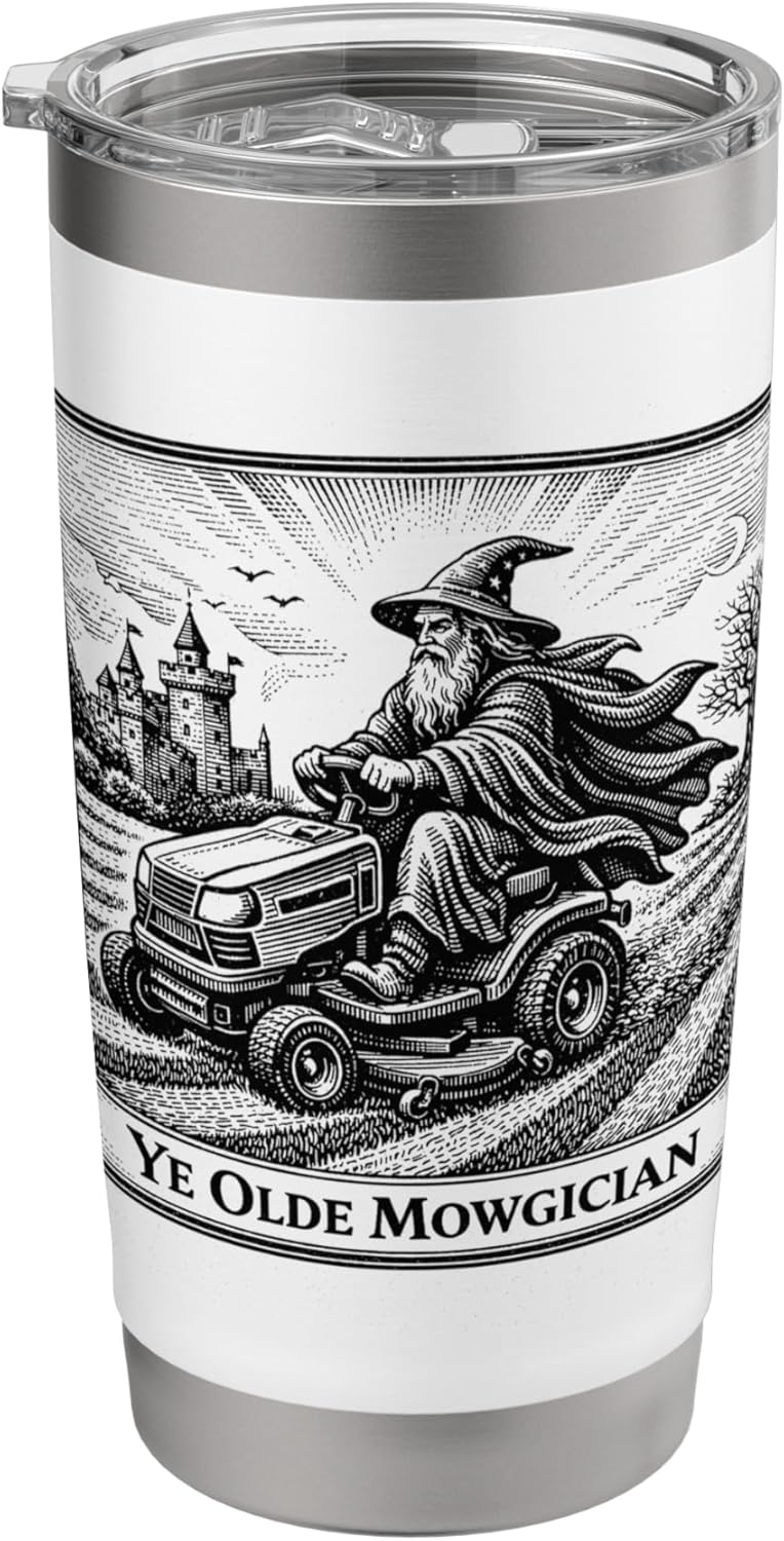 Funny Lawn Care Ride on Lawn Mower Medieval Father's Day Stainless Steel Insulated Tumbler