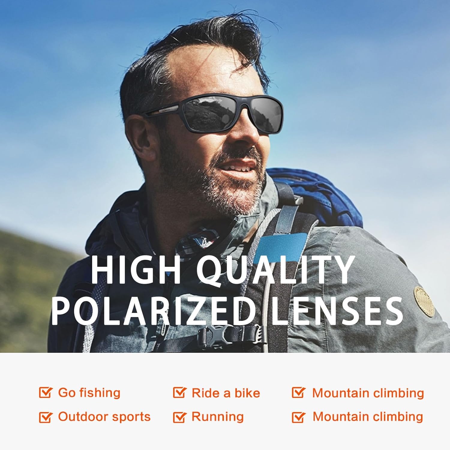 suoso Polarized Sports Sunglasses for Men: UV400 Protection Glasses Wr