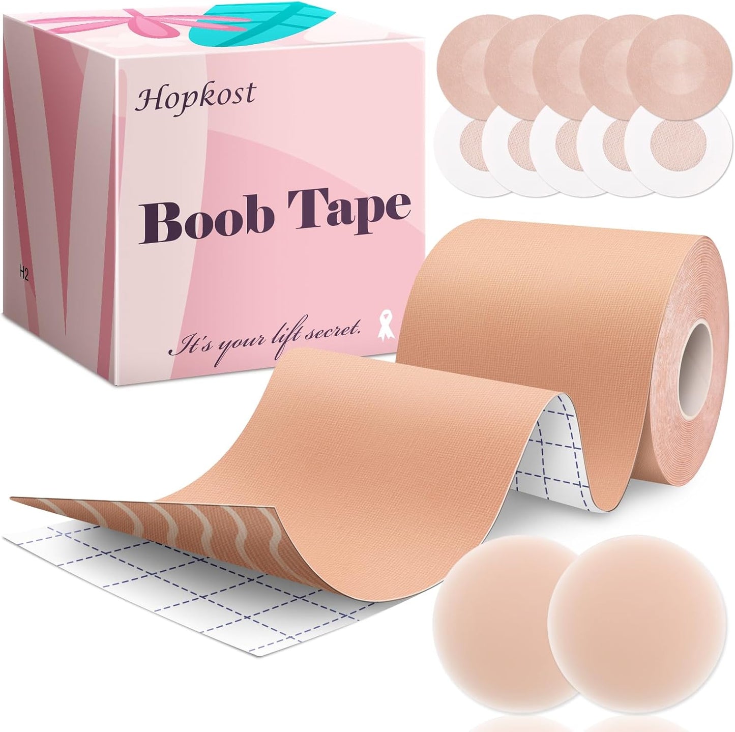 Boob Tape Breast Lift Tape for Large Breasts with 2 Pcs Nipple Covers 