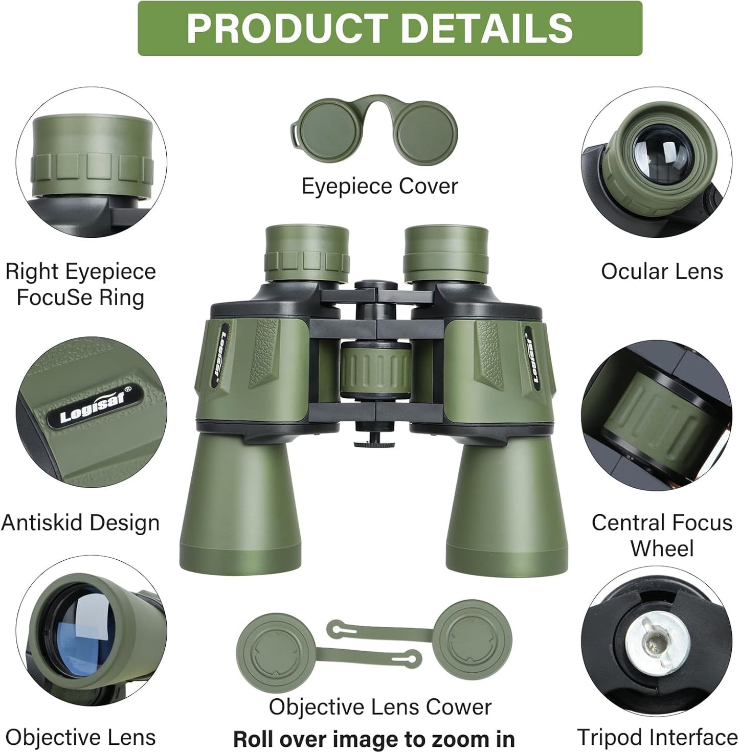 15x50 HD Binoculars Spotting Scope for Birding for Adults High Powered - Large View Compact Binoculars with Low Light Vision, Waterproof Hunting for Bird Watching