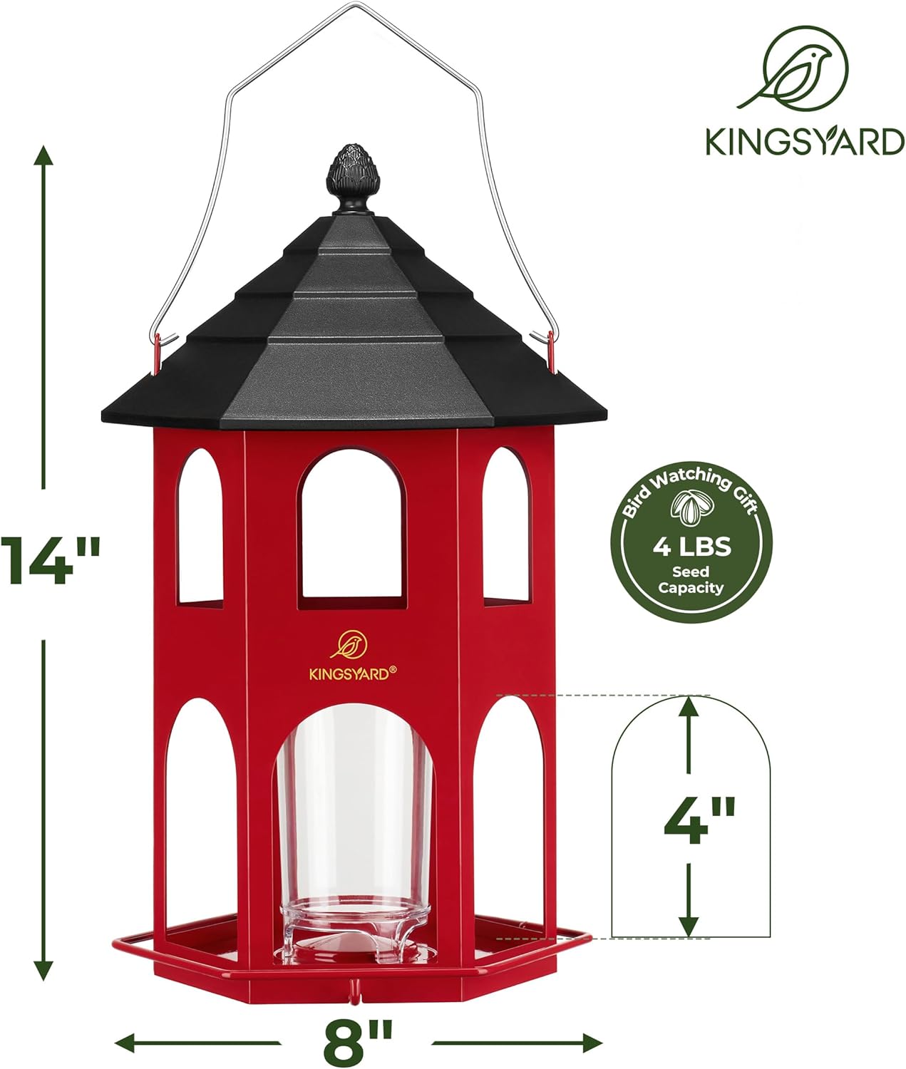 Kingsyard Metal Bird Feeder for Outdoor Hanging, Wild Bird Feeders wit