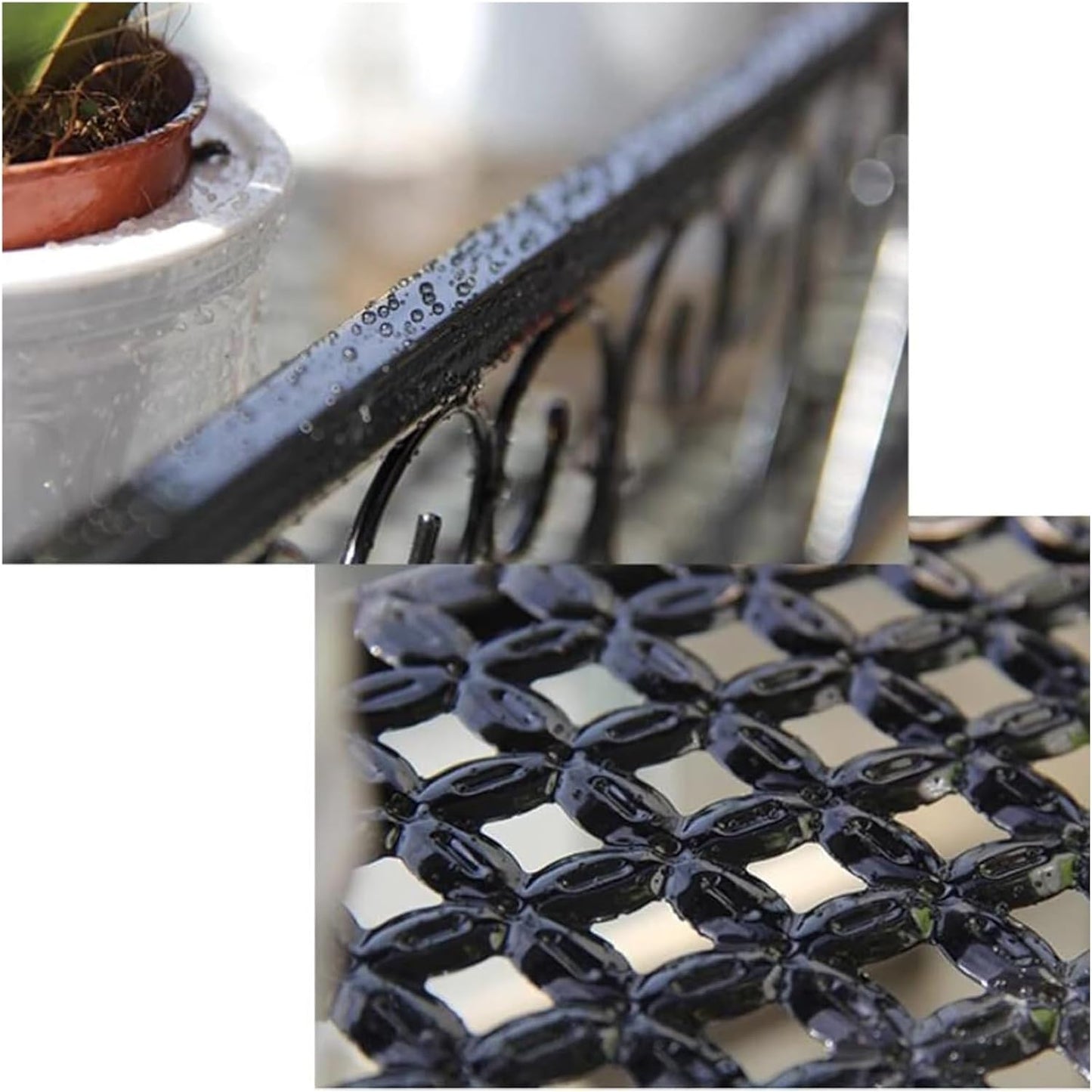 Black and White Railing Planter - Iron Hanging Flower Pot for Balcony,