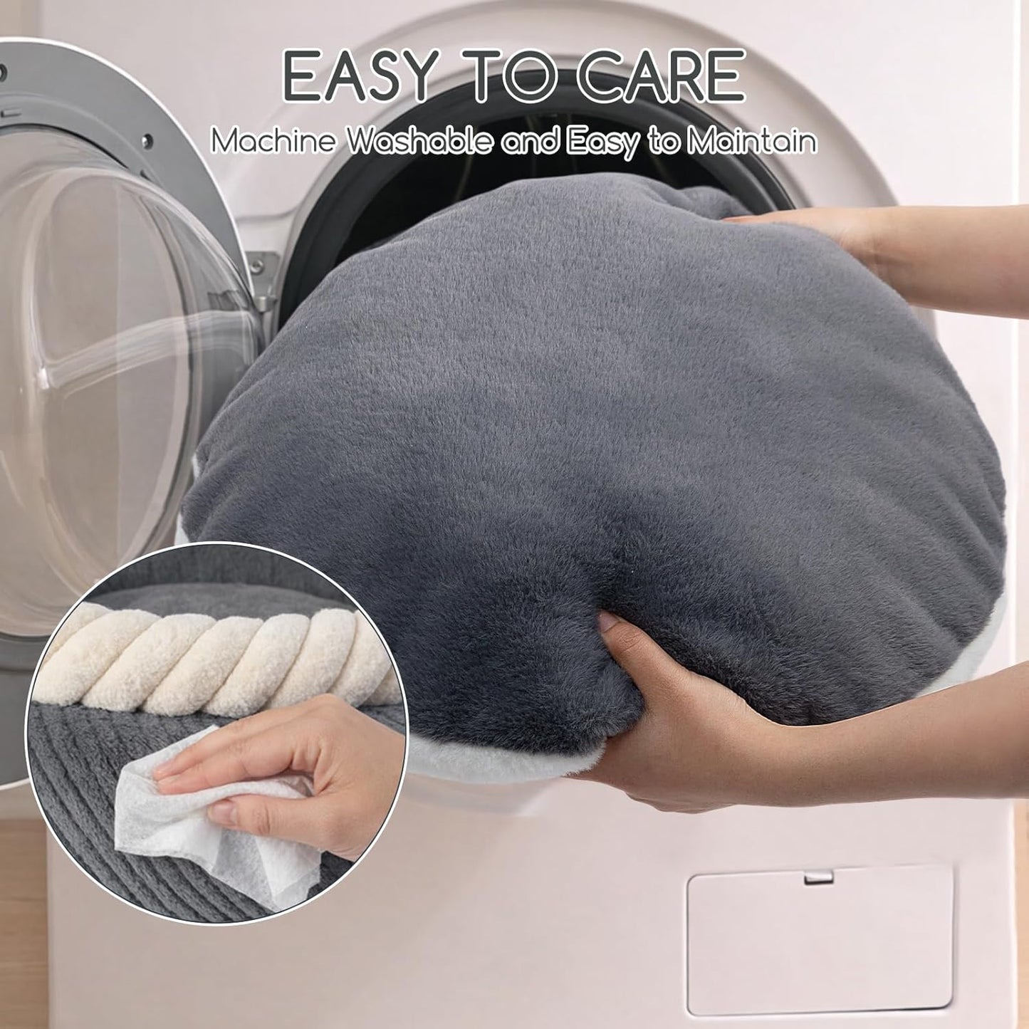 Hollypet Cat Bed for Indoor Cats Kitty Beds, Round Washable Fluffy Sma