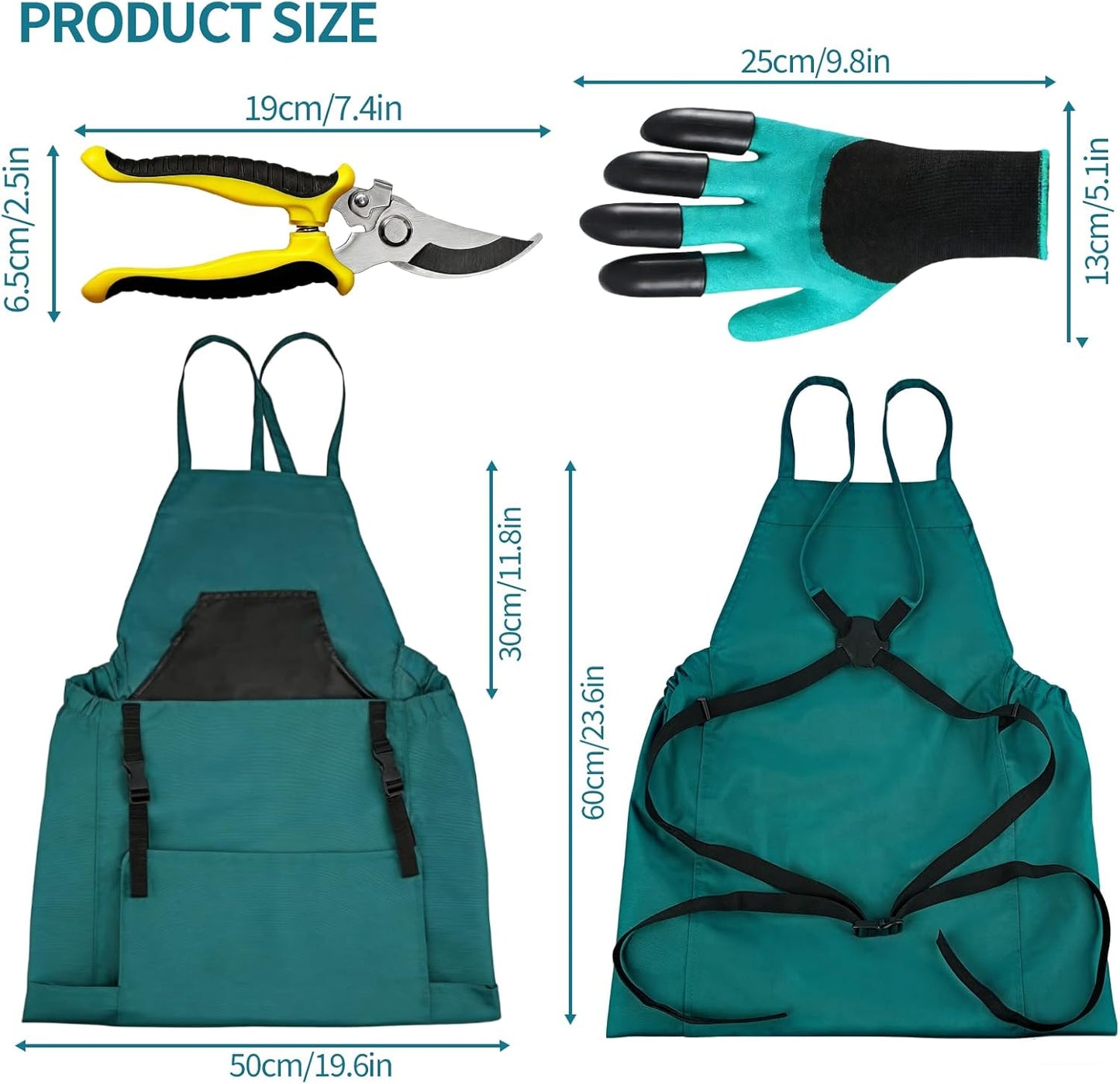 Gardening Apron with Pockets - 600D Waterproof Cross Back Apron for Wo