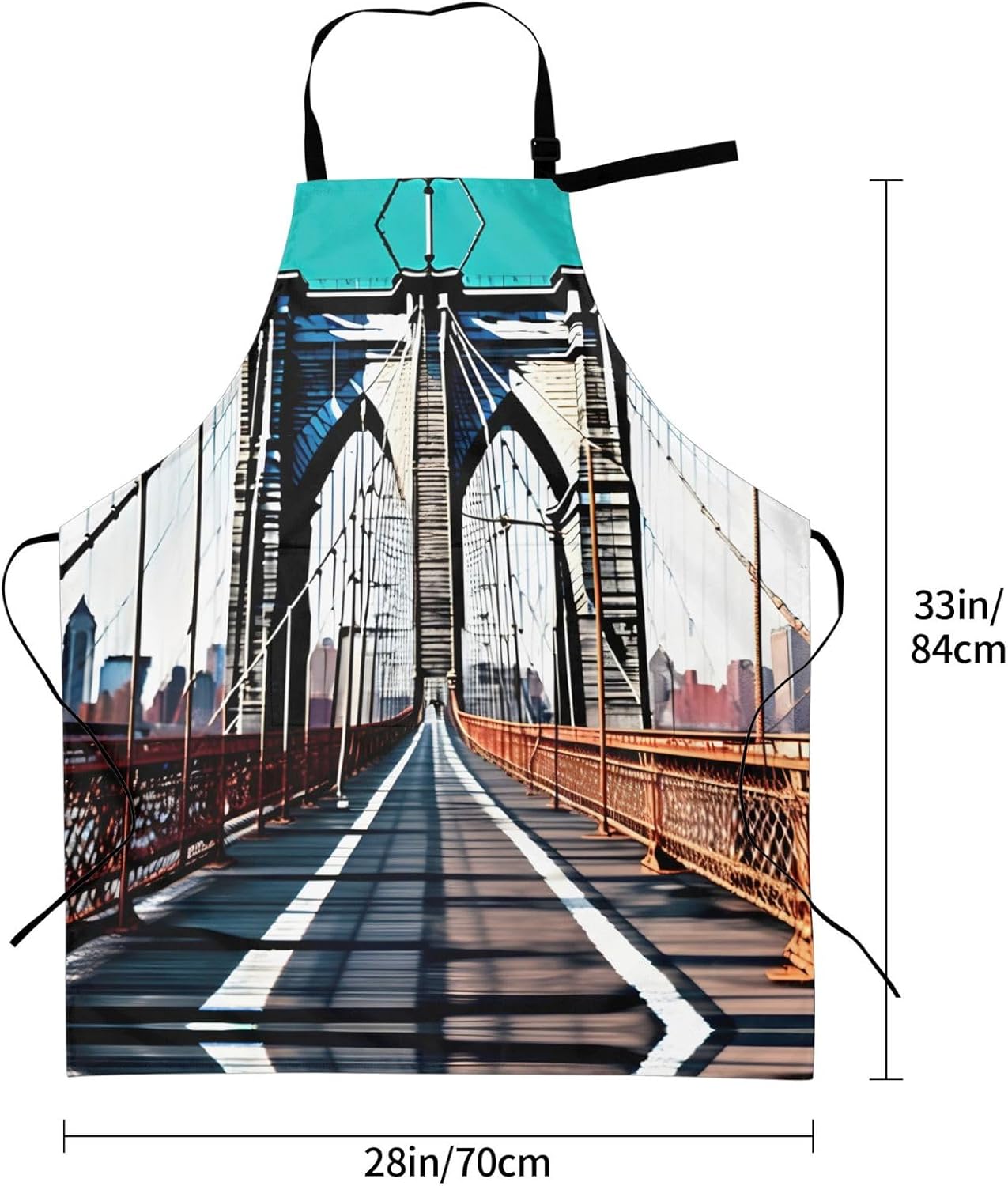 Brooklyn Bridge Print Laundry apron 28x33 In Waterproof Kitchen Apron with Pockets for Cooking Baking