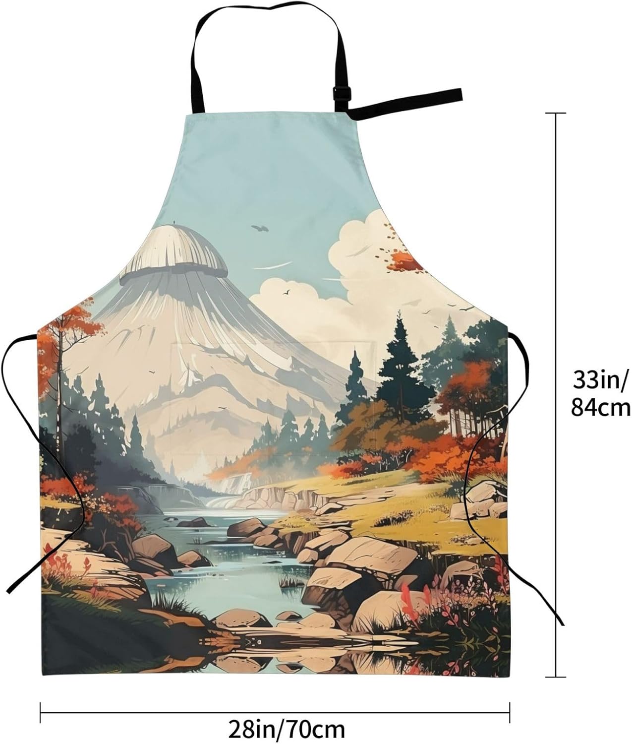 Japanese Painting mushroom print Waterproof apron with pocket adjustable cooking apron for adult kitchen bibs to bake