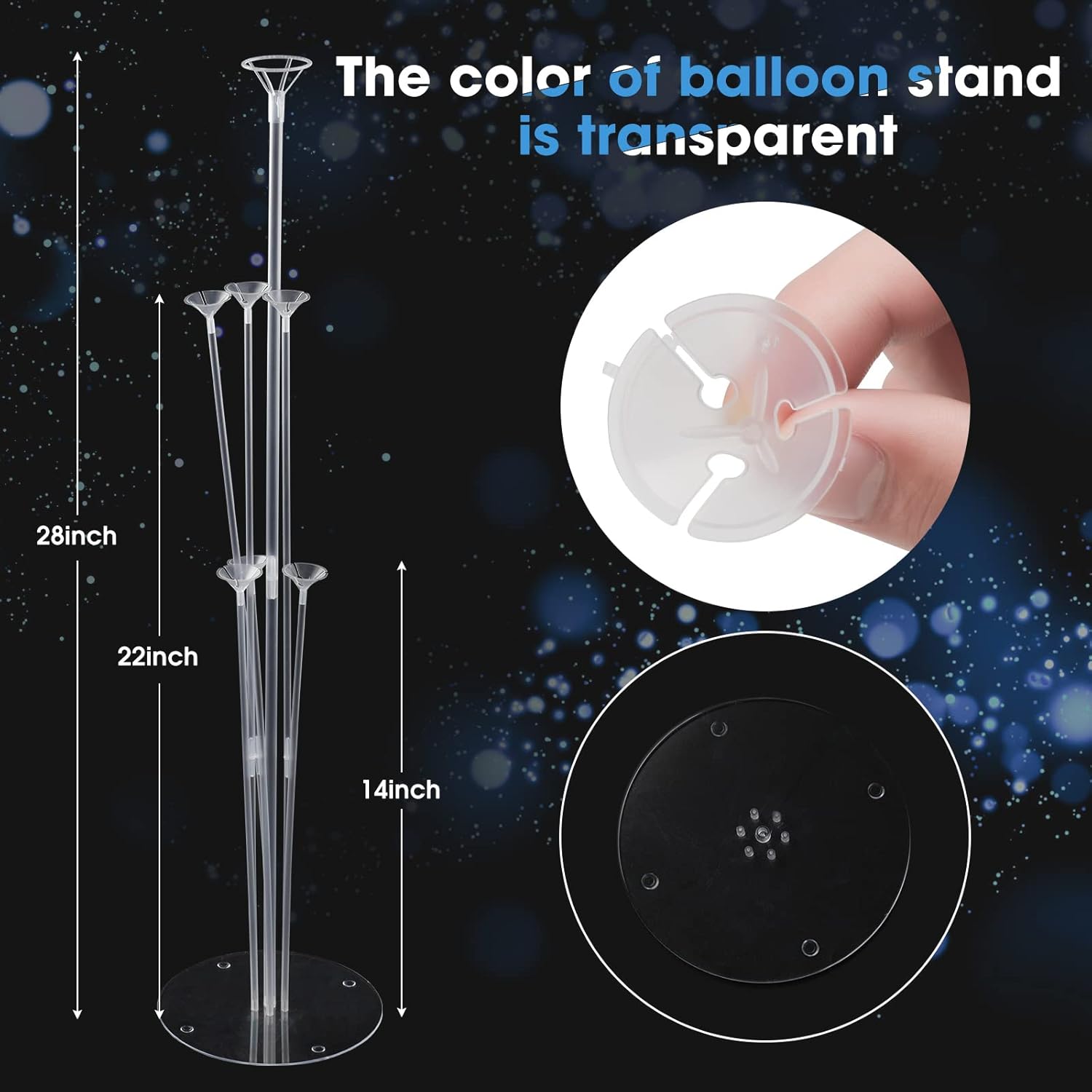 4 Sets Balloon Stand Kits, Balloon Sticks Holder with Base for Table G