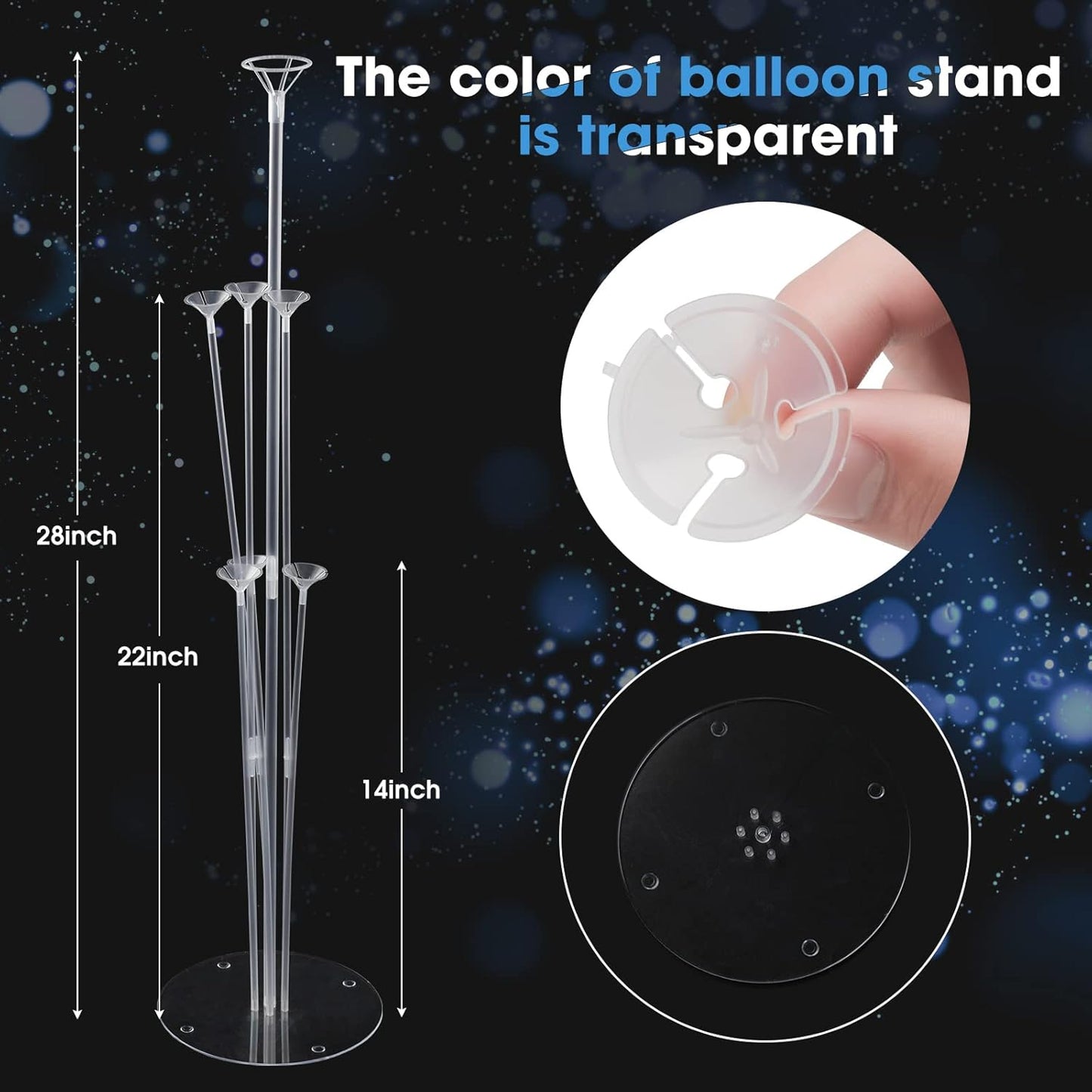 4 Sets Balloon Stand Kits, Balloon Sticks Holder with Base for Table Graduation Birthday Baby Shower Gender Reveal Party Decorations