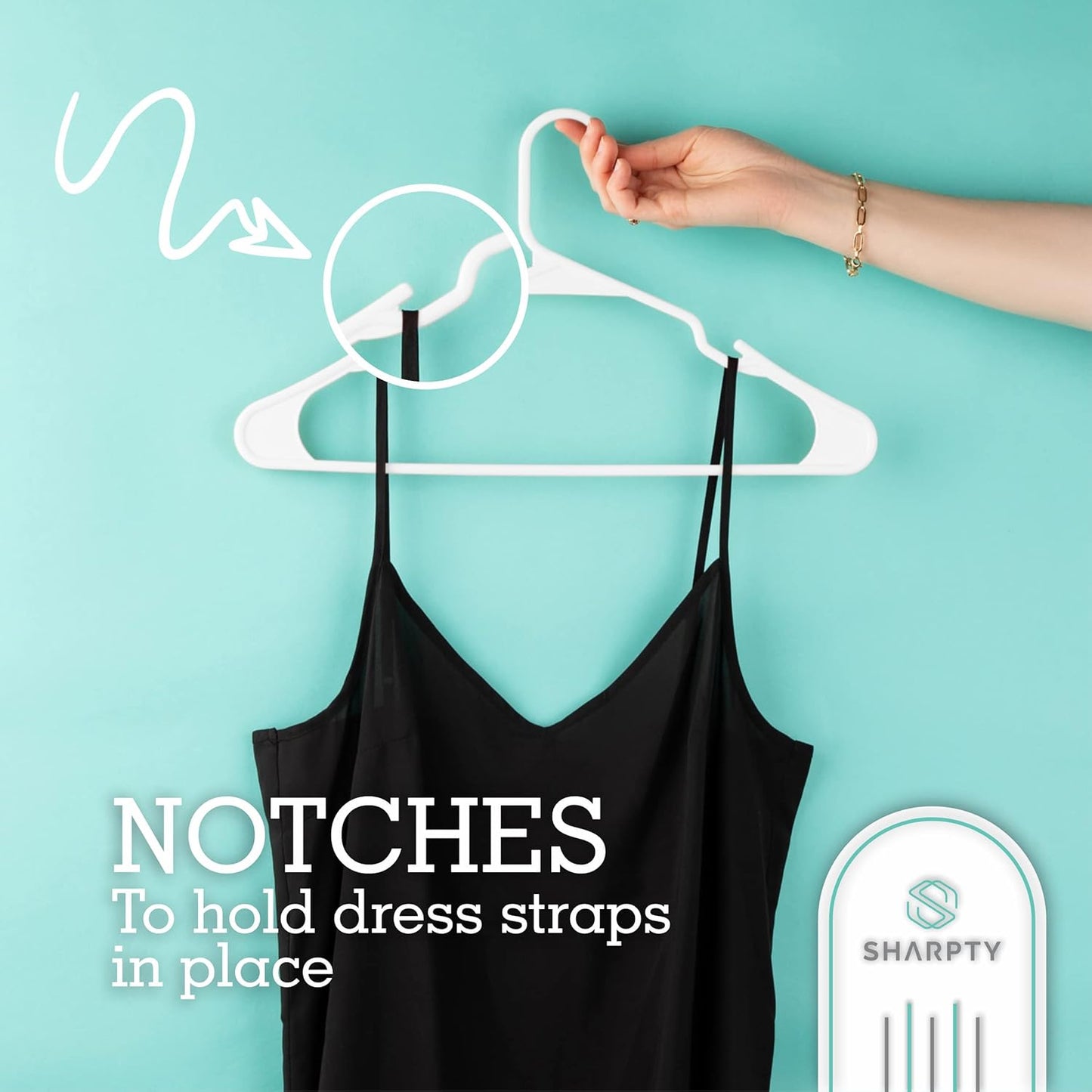 Sharpty - Plastic Hangers - Adult Clothes Hangers - T-Shirt, Dress, Coat Hangers & Accessories - Notched Hanger, Durable & Versatile Color Clothing Closet Hanger(20-Pack ,White)