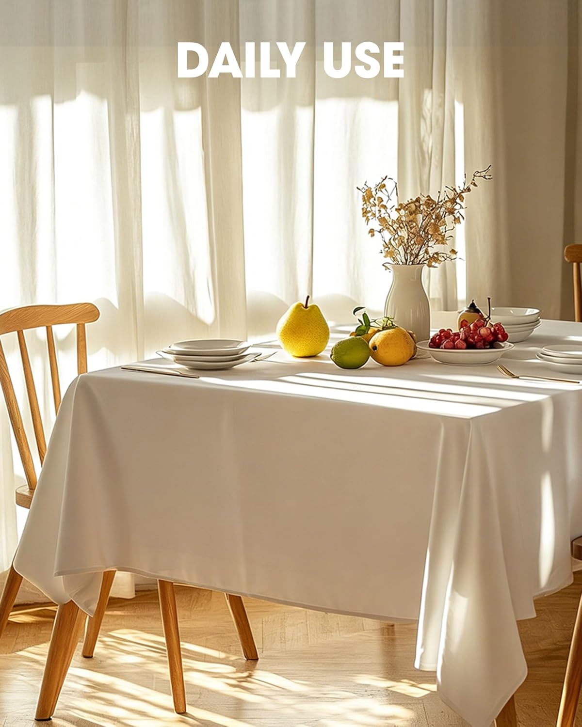 Pureegg Rectangle Table Cloth 60" x 102" – Durable Polyester Tableclot