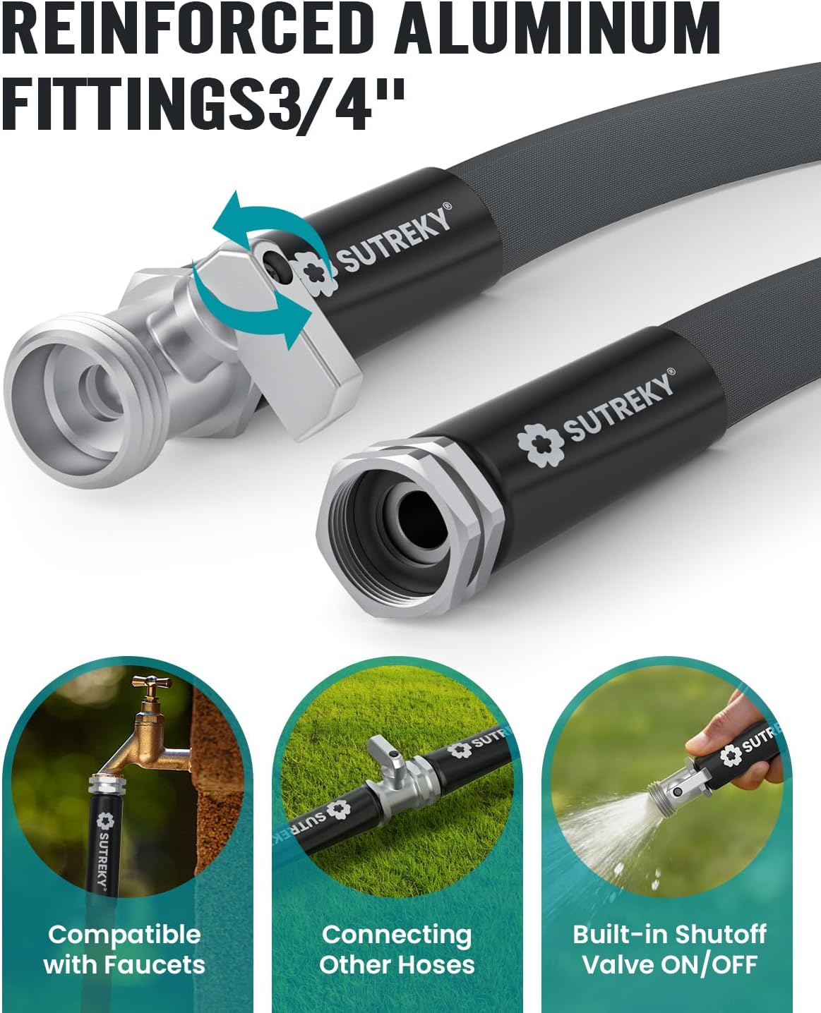 Garden Hose 50ft – Ultra-Light, Kink-Free, High-Pressure, Abrasion-Res