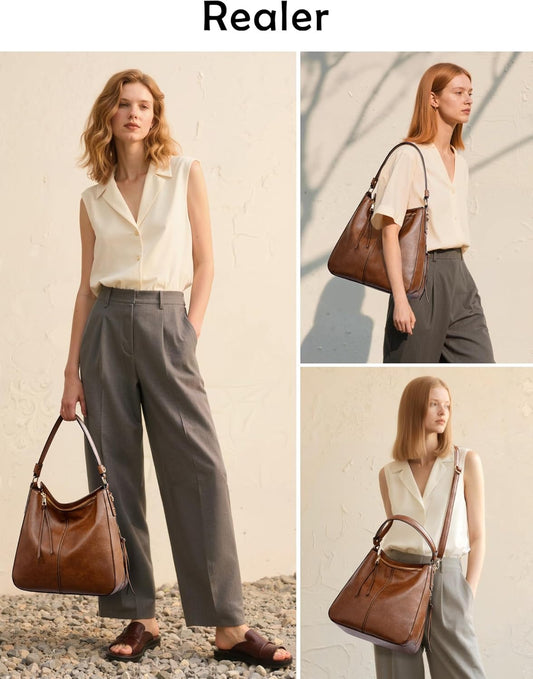 Realer Hobo Crossbody Bags for Women Designer Faux Leather Hobo Handba
