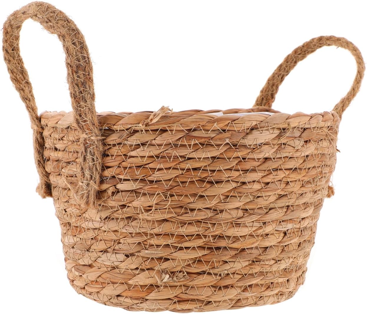 8Inch Woven Flower Basket with Handles Natural Handwoven Wicker Basket Flower Container for Indoor Outdoor Plants Farm Style Planter Pot