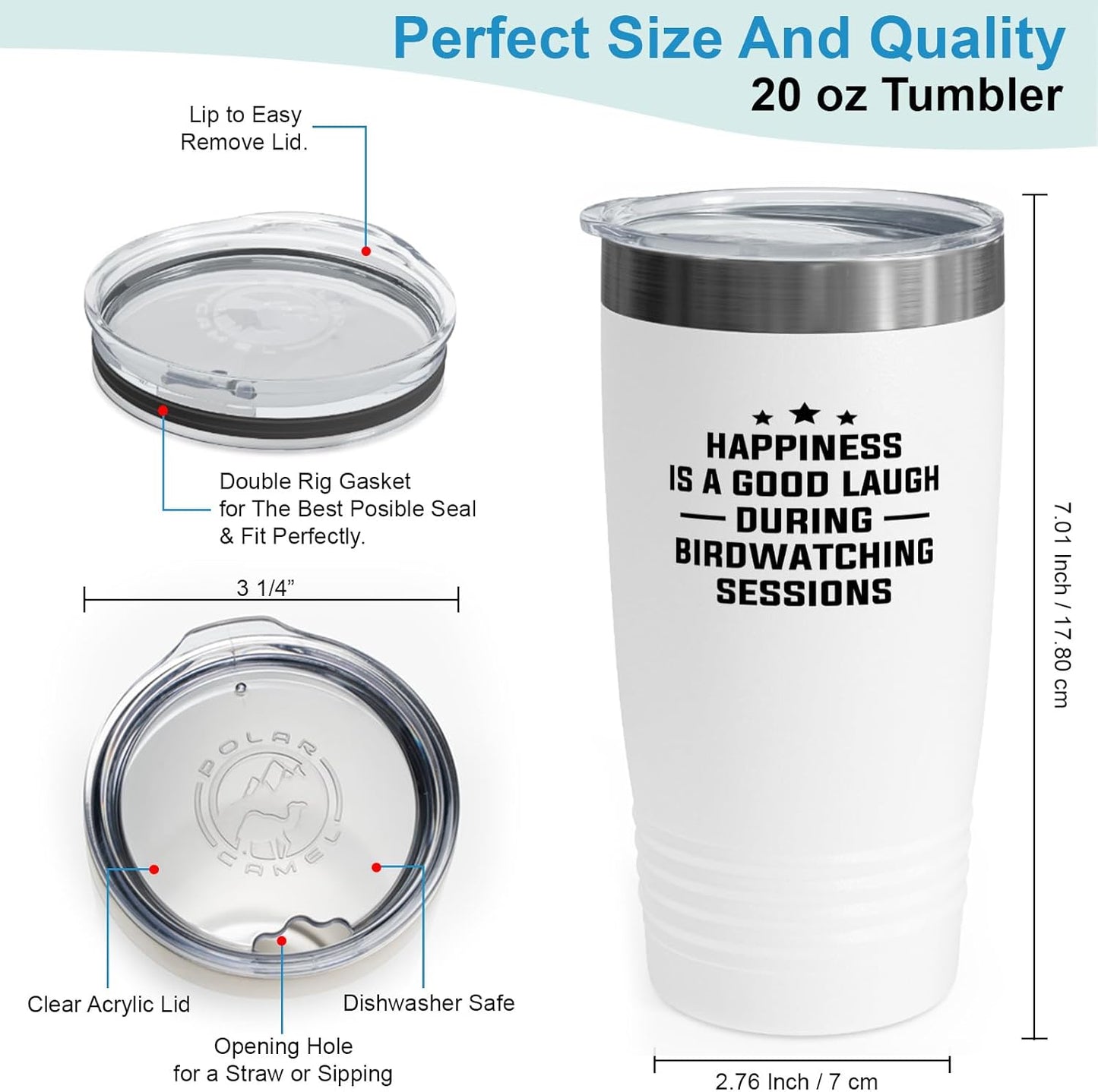 Hobby Tumbler 20oz White -Birdwatching Sessions - Bird Feeder Backyard