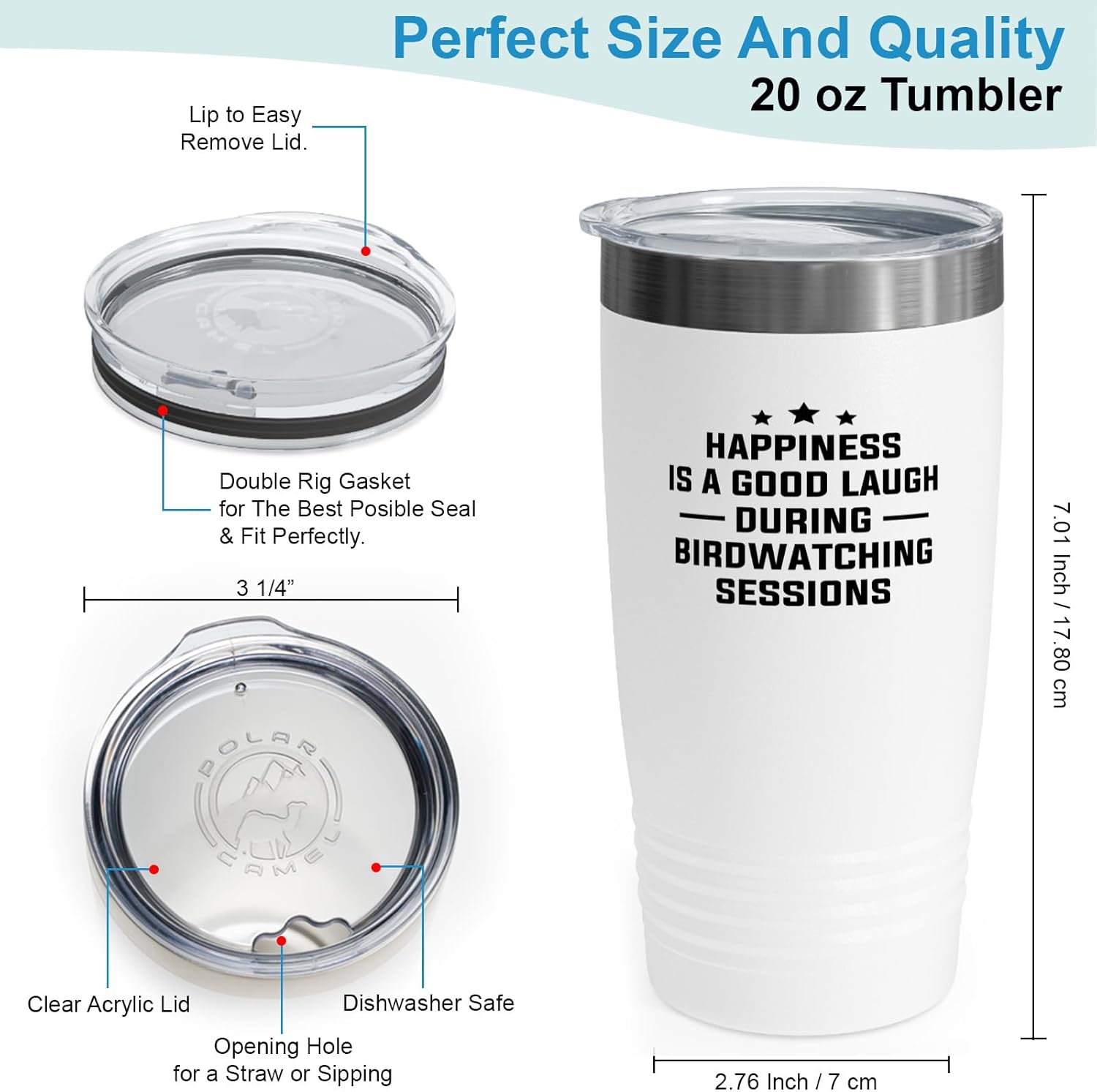 Hobby Tumbler 20oz White -Birdwatching Sessions - Bird Feeder Backyard