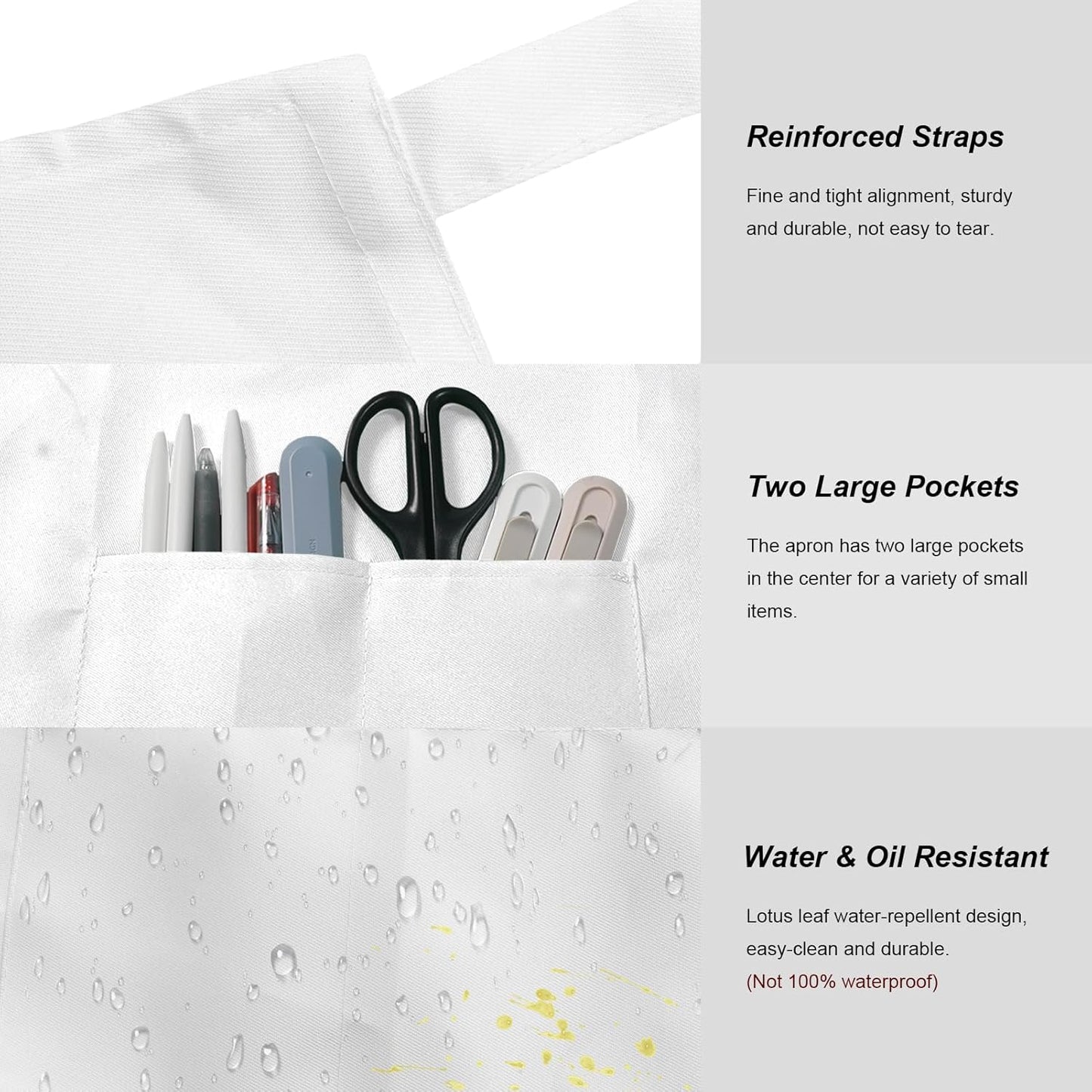 15 Pcs Adult Aprons Bulk with Pockets Adjustable Bib Chef Apron for Wo