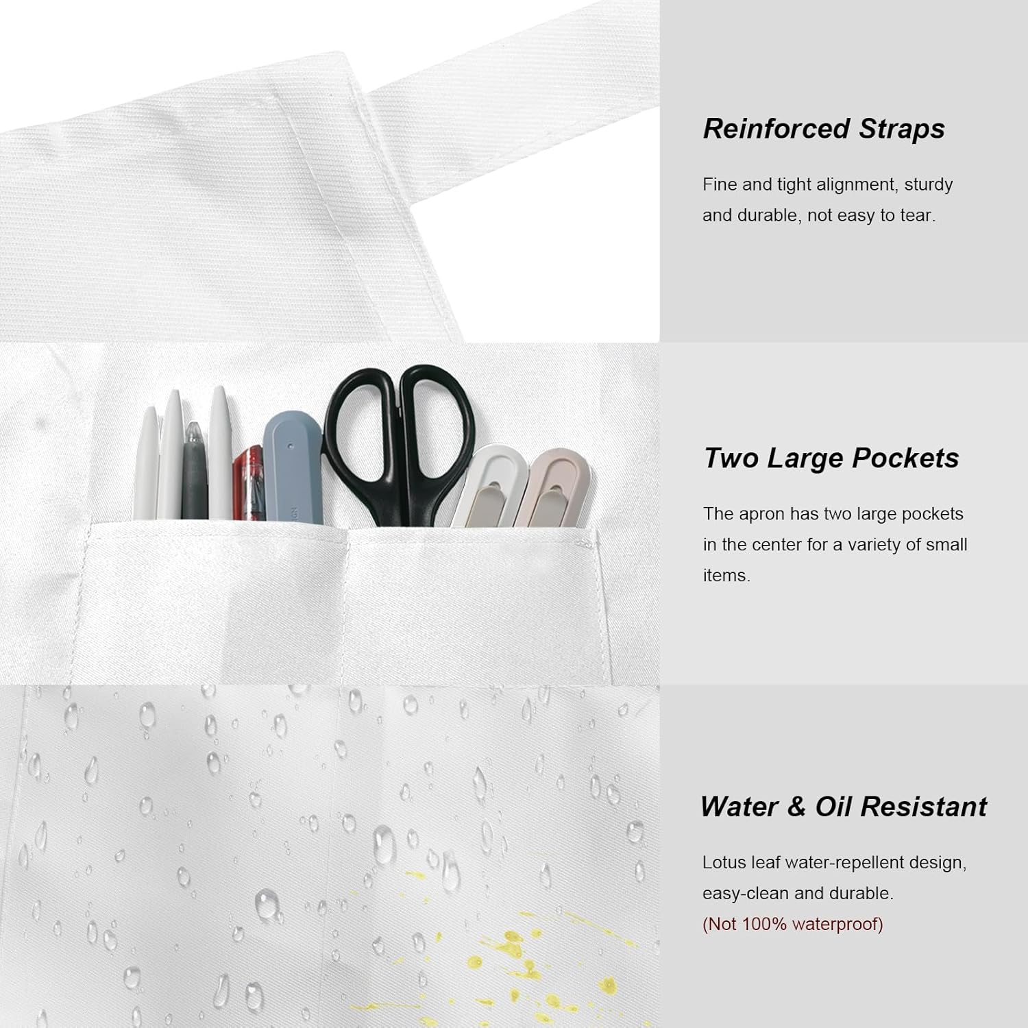 15 Pcs Adult Aprons Bulk with Pockets Adjustable Bib Chef Apron for Wo