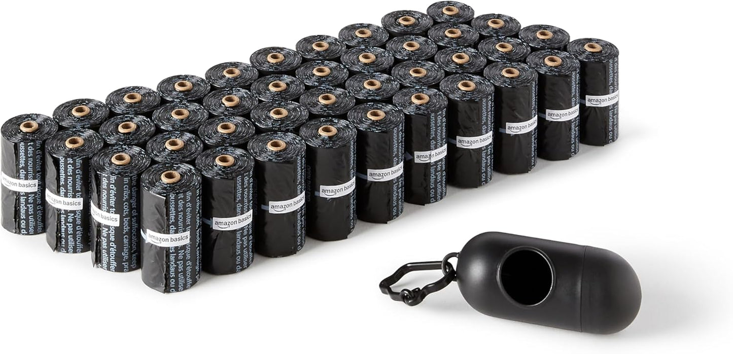 Amazon Basics Dog Poop Leak Proof Bags with Dispenser and Leash Clip, 