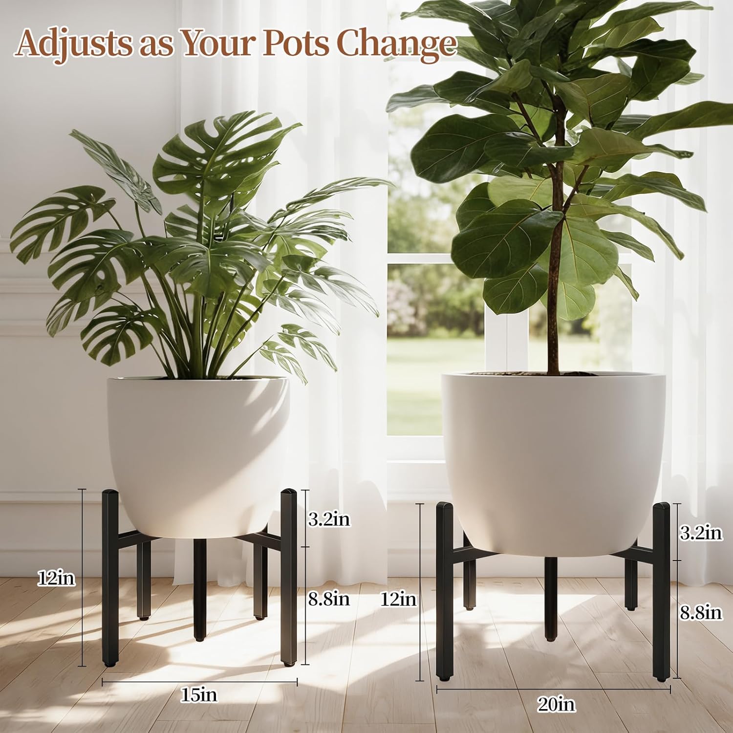 Plant Stand Indoor Outdoor, Adjustable Plant Stands Fit for 15–20-Inch