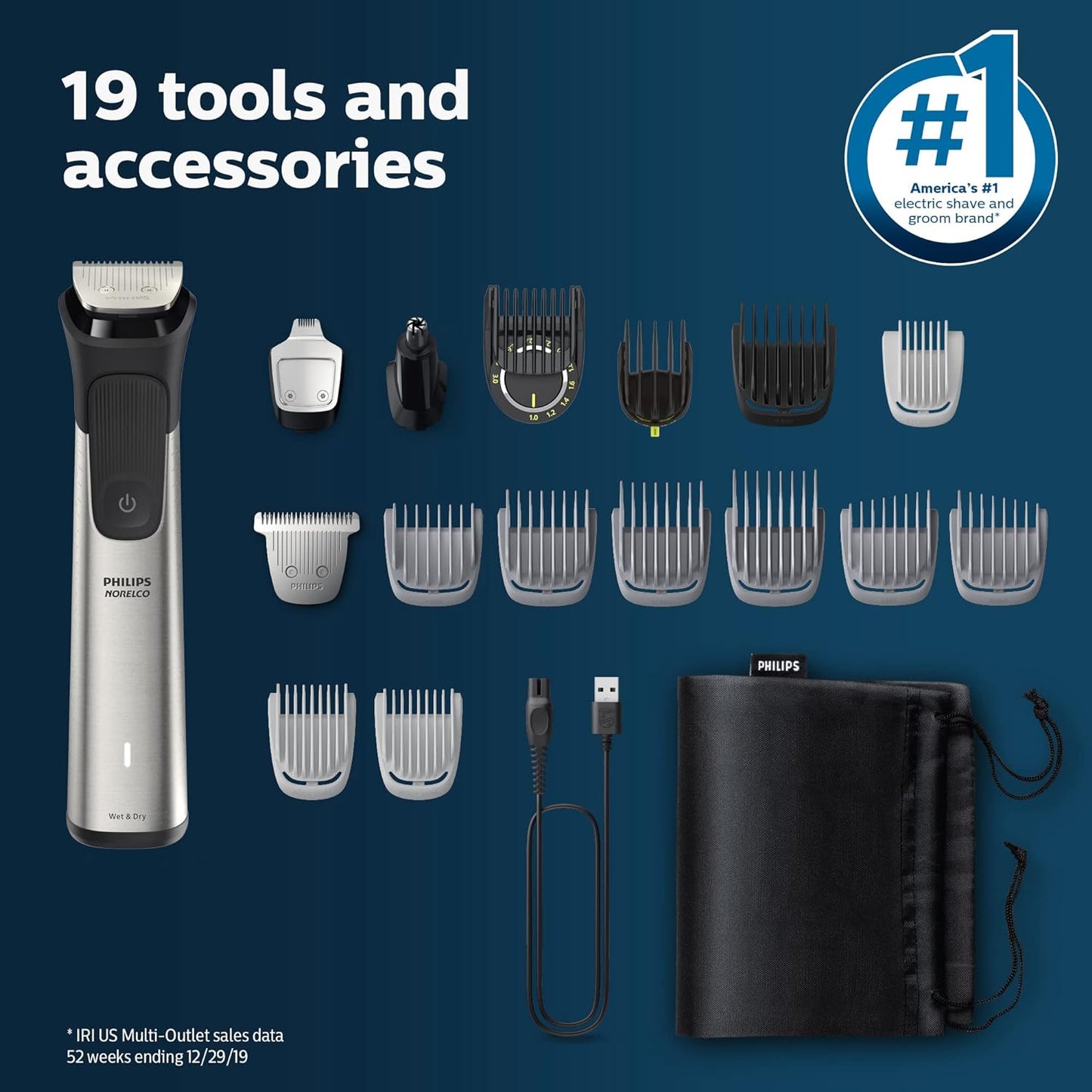 Norelco Philips Multigroom 7000 Series, All-in-One Trimmer, Beard Trim