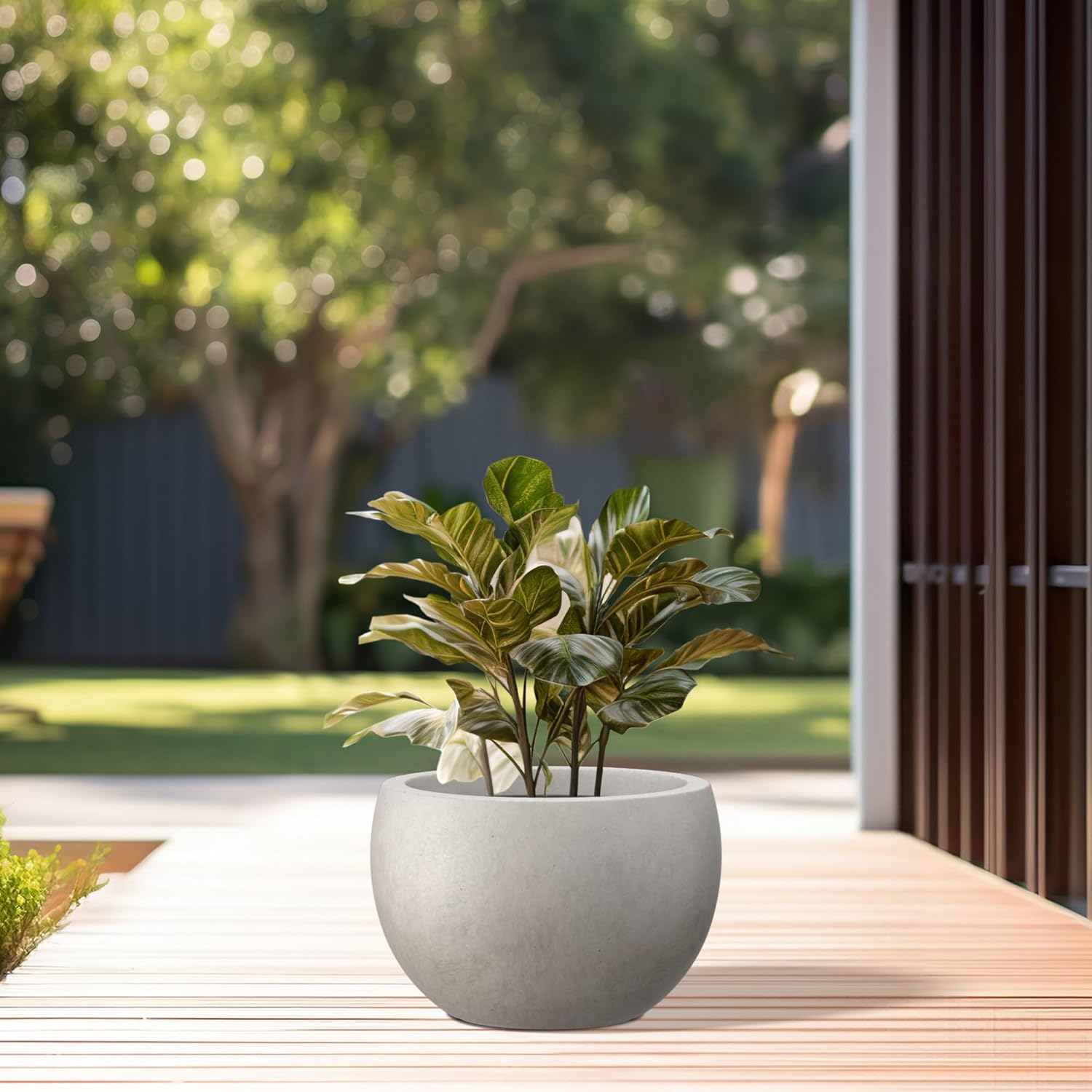 Kante 11.8" Dia Round Concrete Planter, Outdoor/Indoor Large Bowl Plan