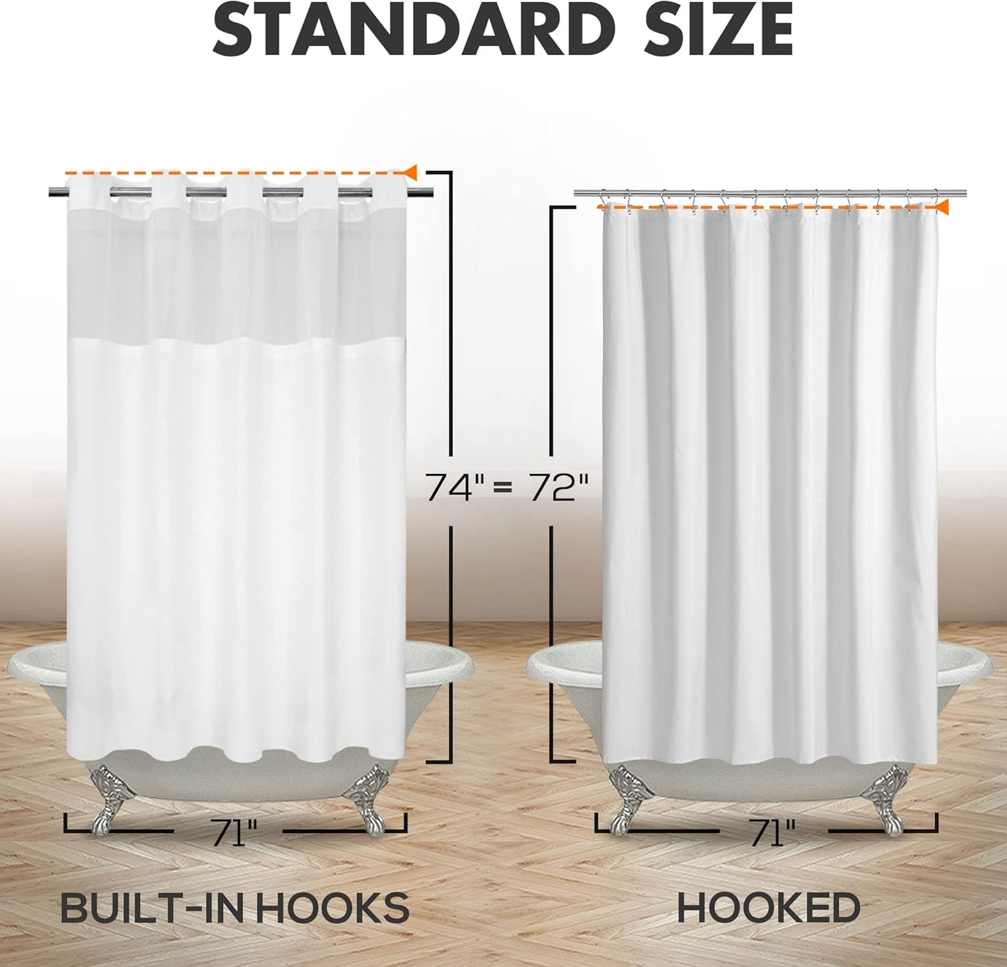 River Dream No Hook Slub Textured Shower Curtain with Snap-in PEVA Lin