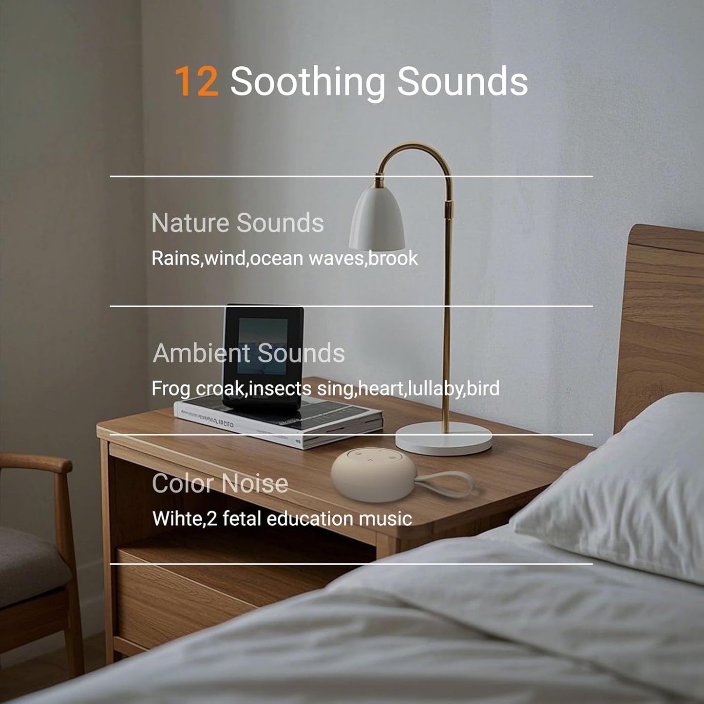 Portable Baby Sound Machine [White Noise for Babies Kids Adults][Timer