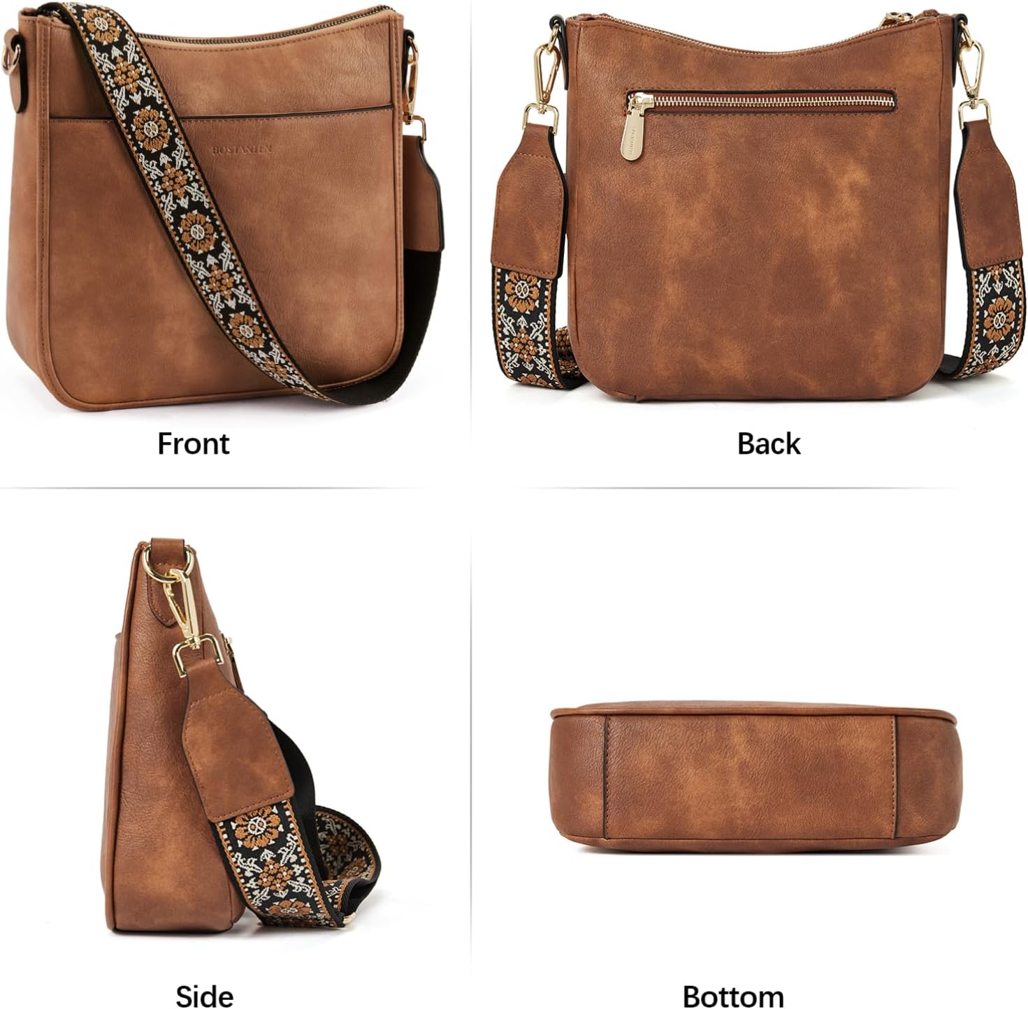 BOSTANTEN Crossbody Bags for Women Trendy Vegan Leather Hobo Purses Sh