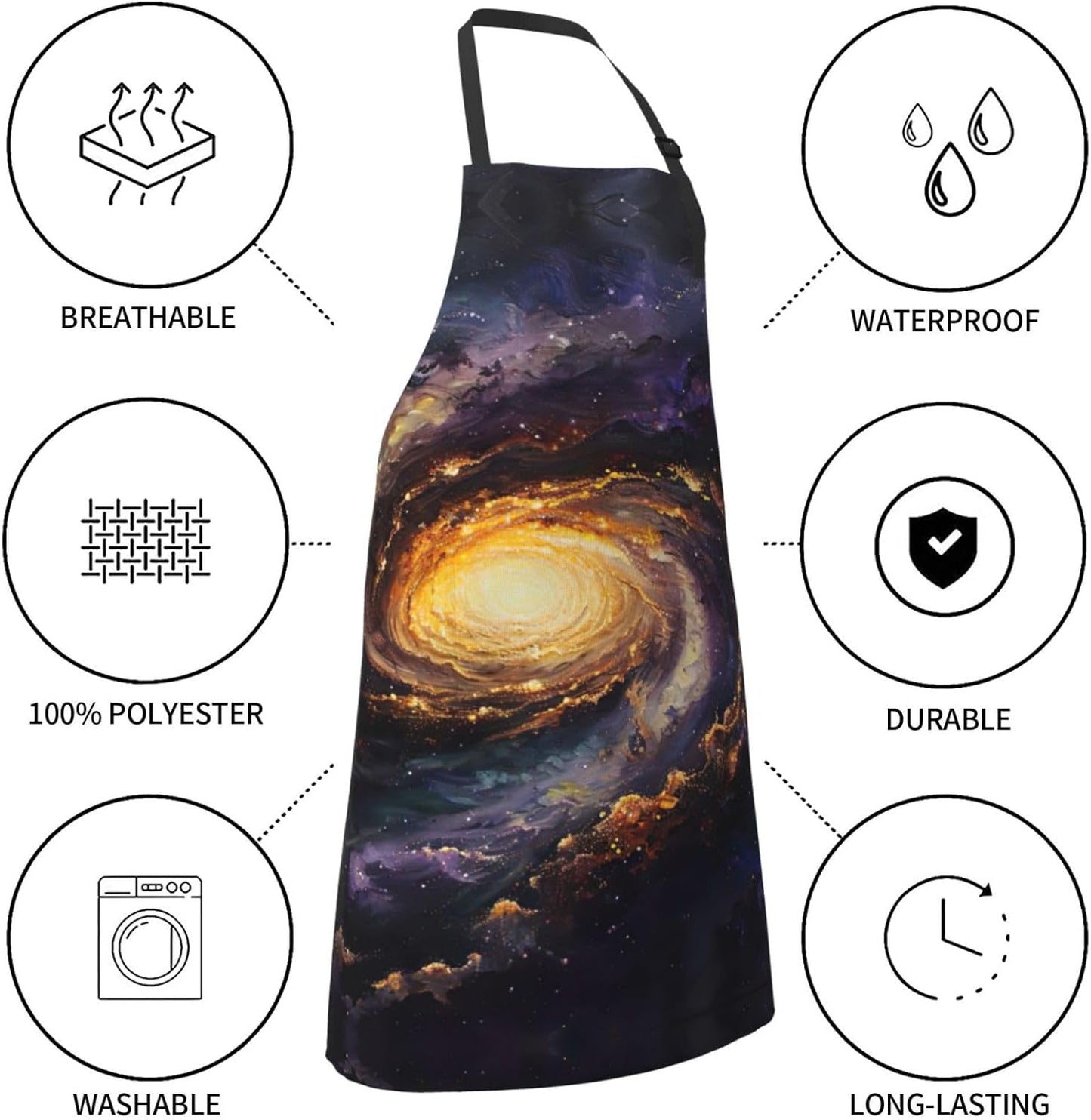 Galaxy print Waterproof chef's apron with pocket apron for kitchen cooking baking barbecue and gardening