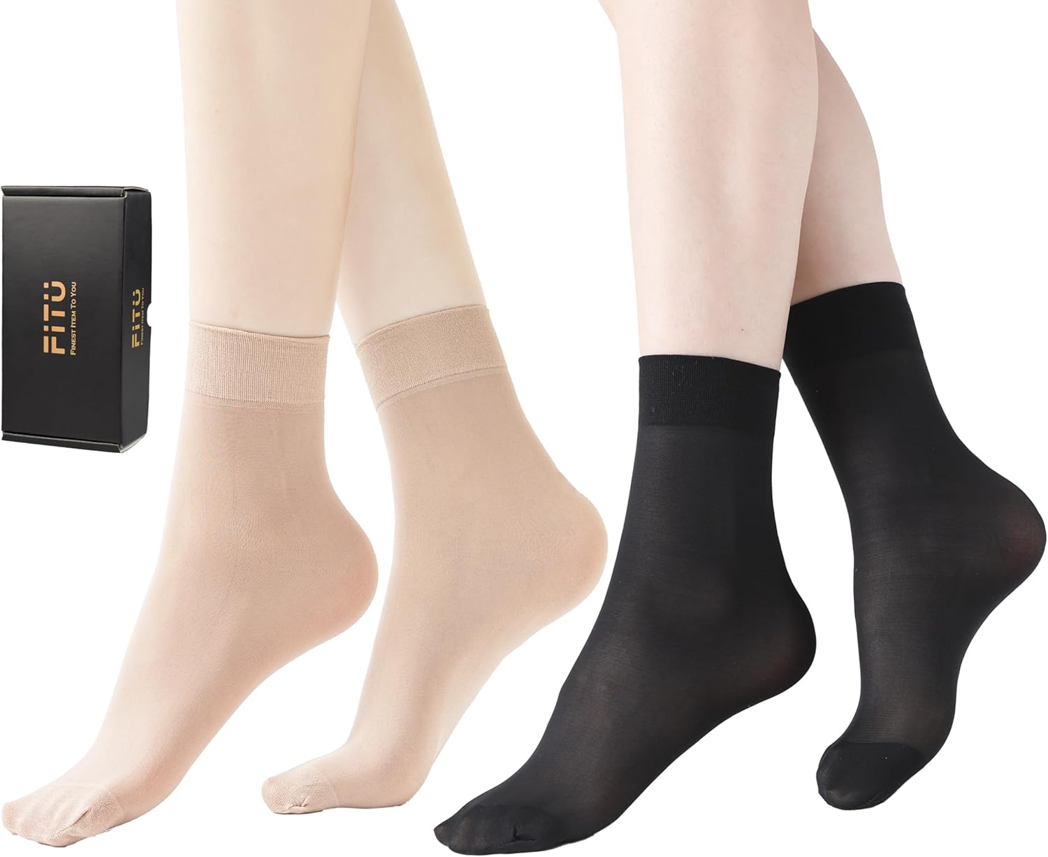 Women's 10-24 Pairs (in Gift Box) Ankle High Sheer Nylon Socks Soft Ti