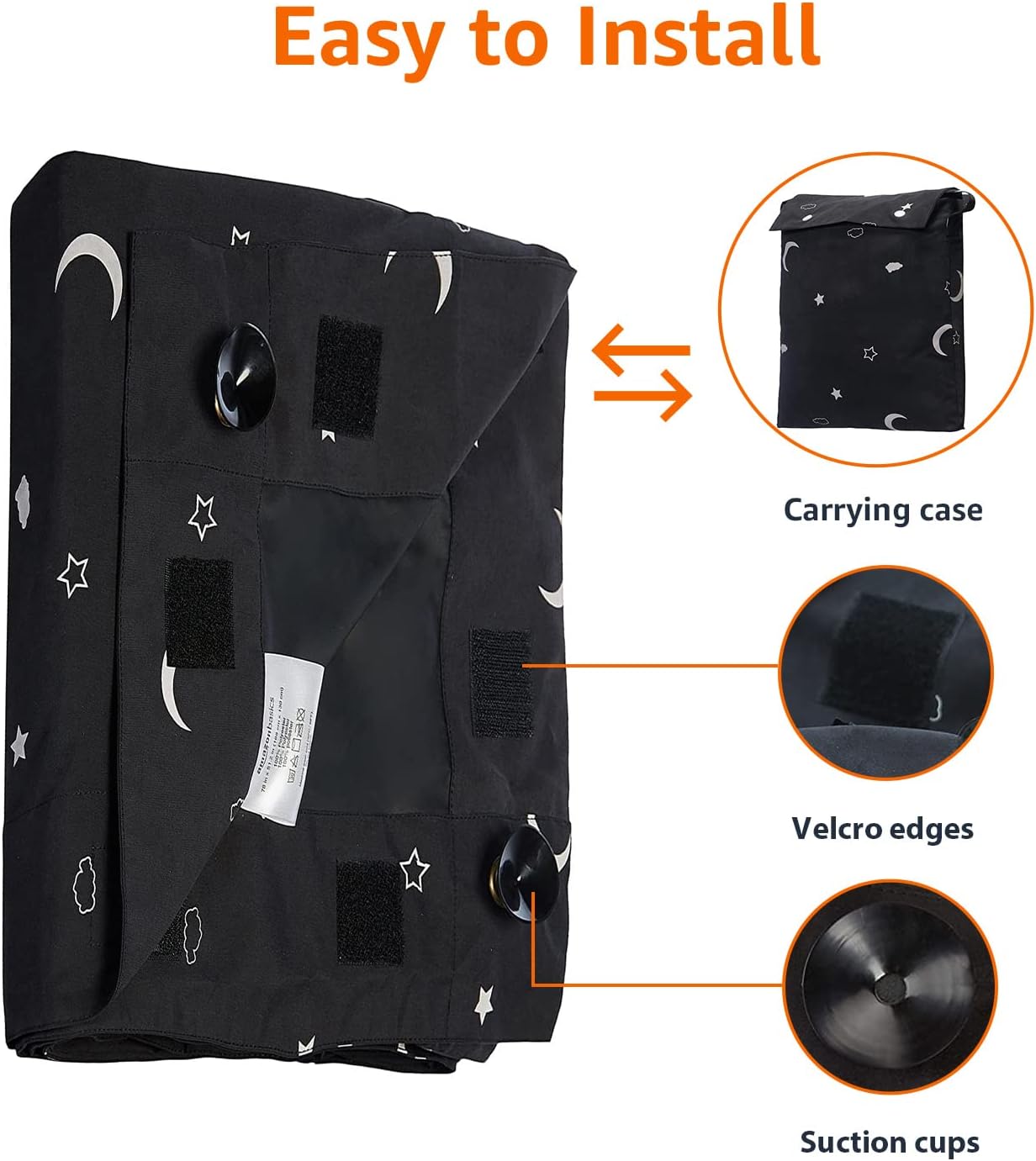 Amazon Basics Portable Blackout Curtain Shade with Suction Cups, 50" W