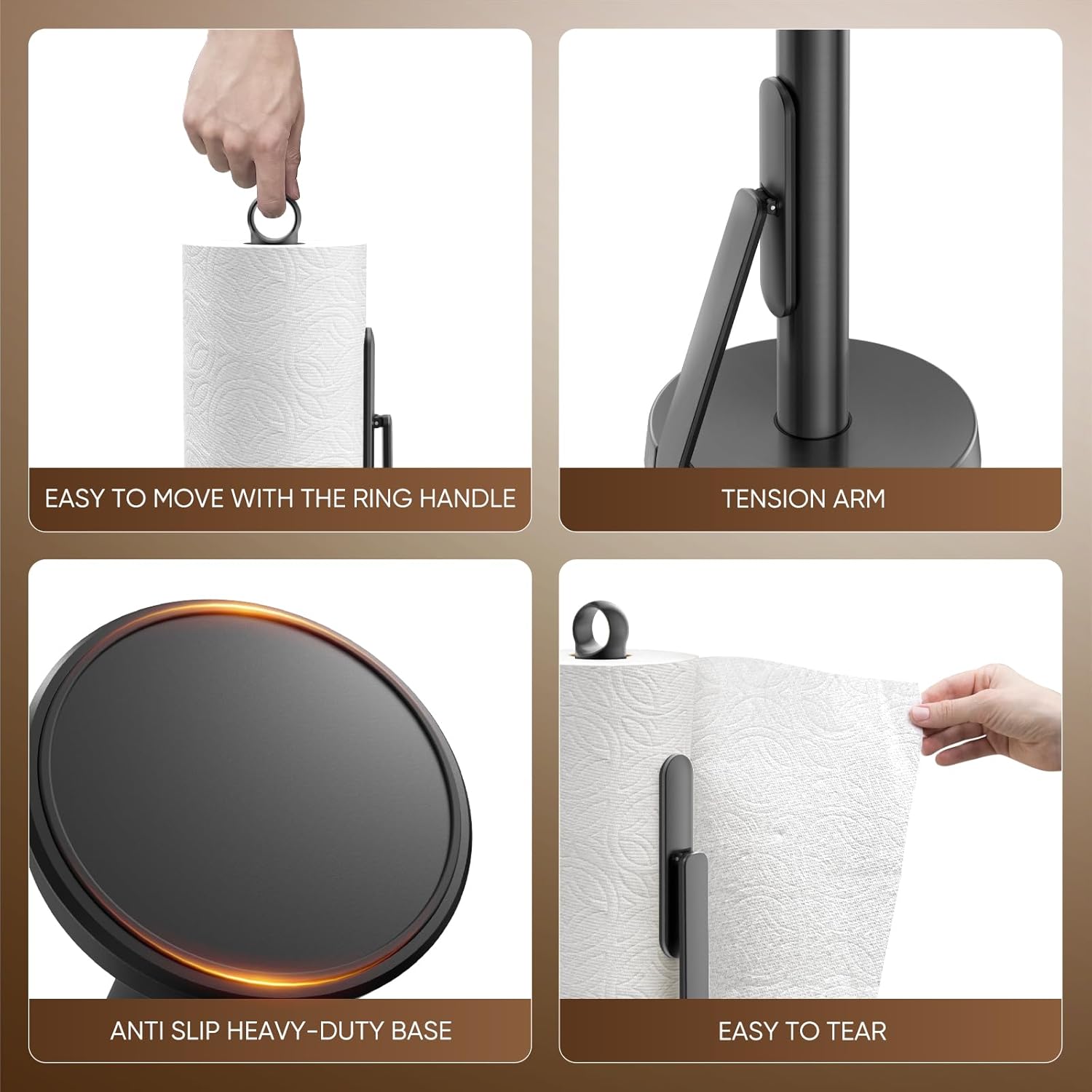 theaoo Heavy-Duty Stainless Steel Paper Towel Holder with Tension Arm 