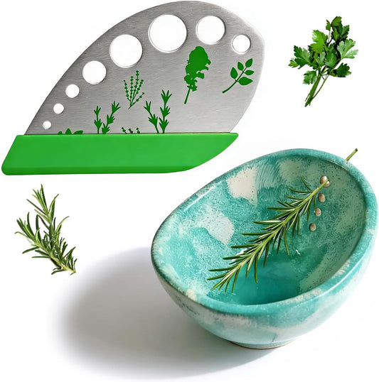 Herb Stripper 9-Hole Stainless Steel Peeler & 5-Hole Herb Stripper Bow