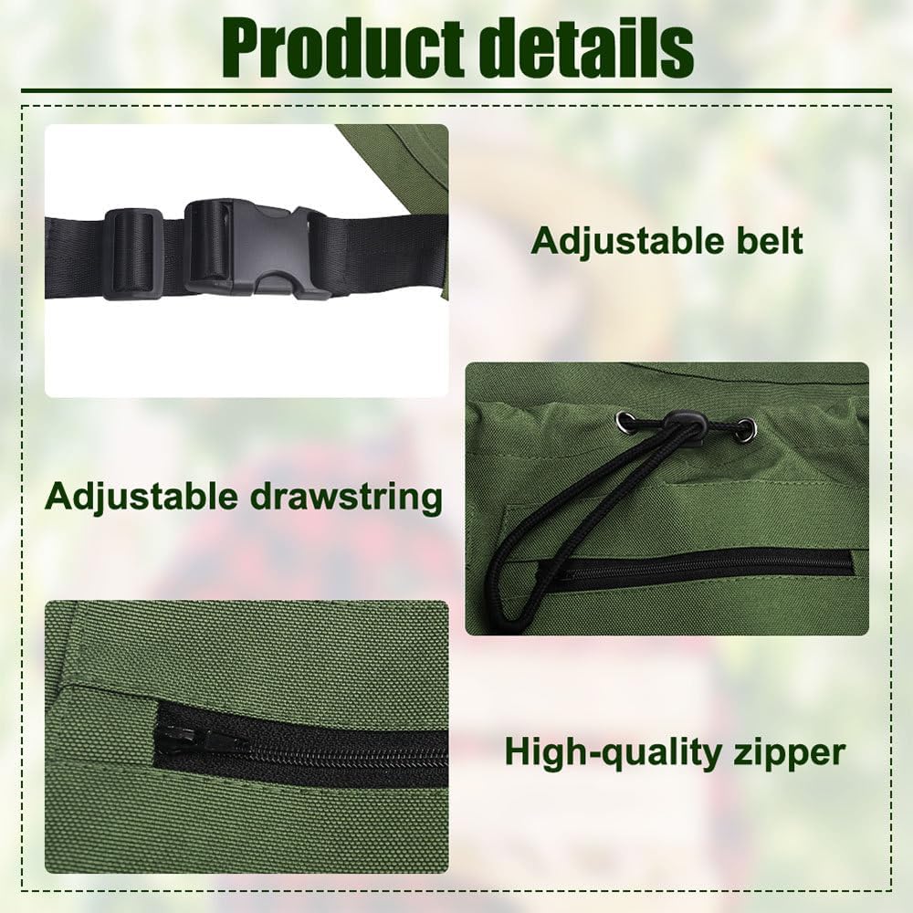 DONGKER Gardening Harvesting Apron,Adjustable Half Florist Apron with 3 Pockets & Drawstring Bag for Picking Garden Weeding Planting