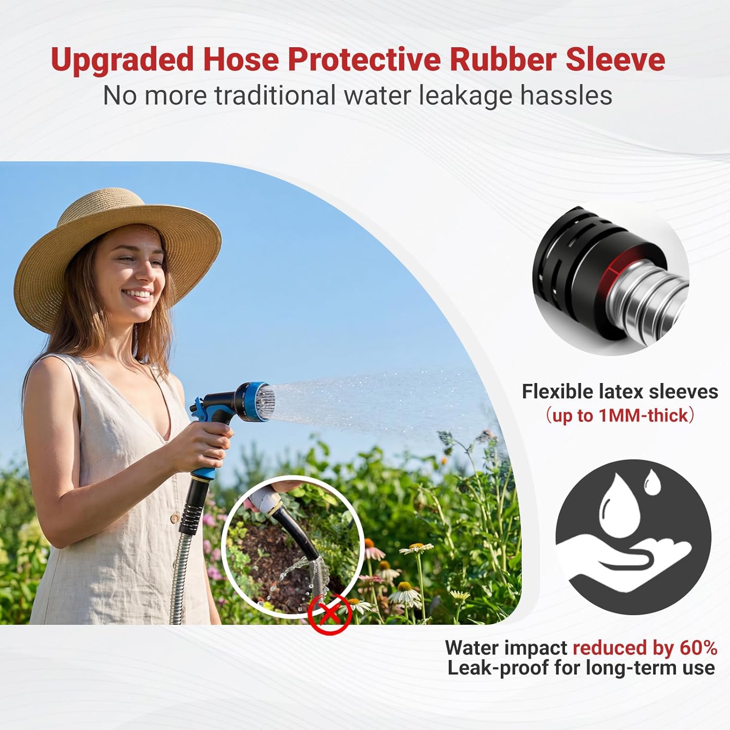 Lefree 100ft Metal Garden Hose - Heavy Duty 304 Stainless Steel Flexib