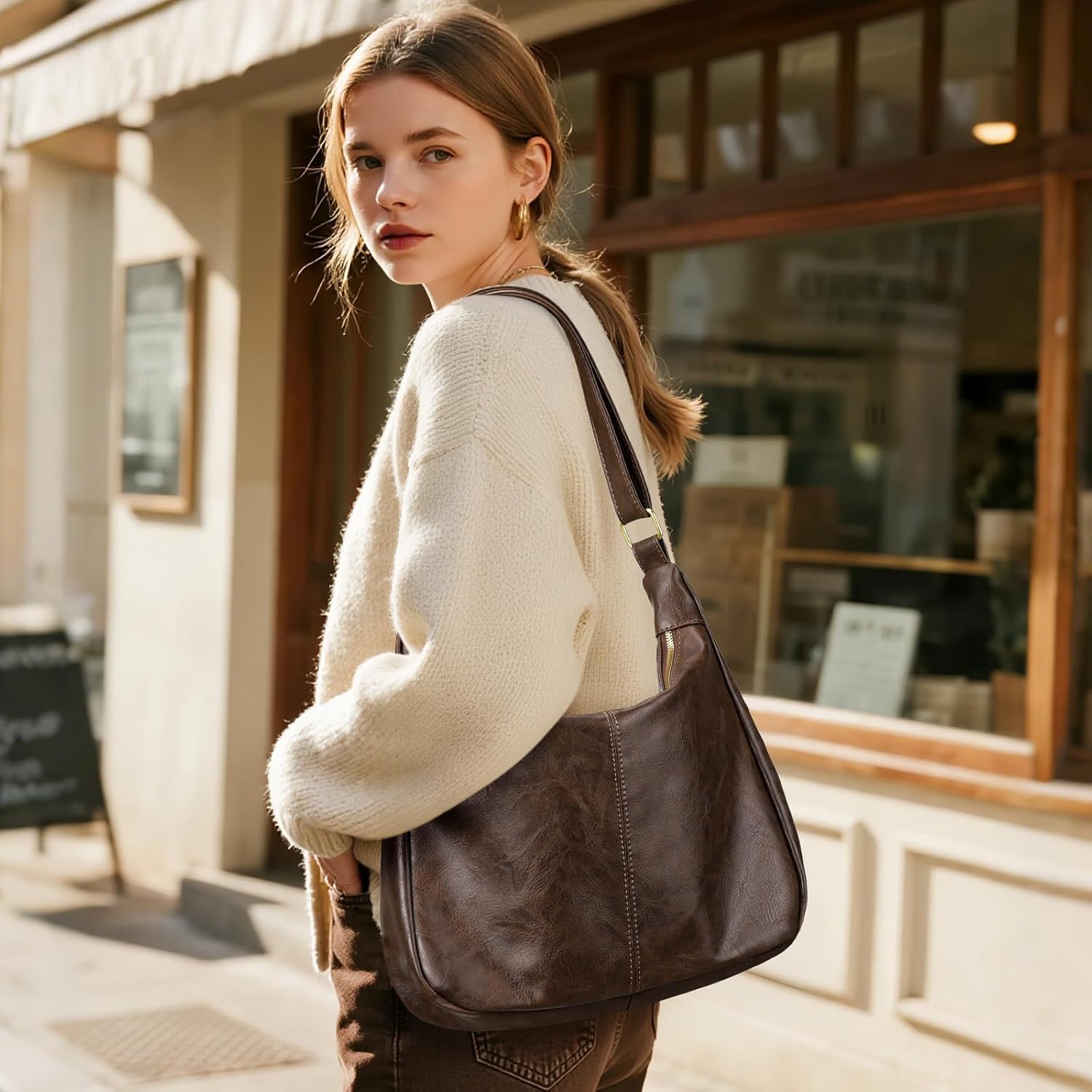 Sightor Hobo Bags for Women Leather Slouchy Bag Ultra Soft Vegan Purse