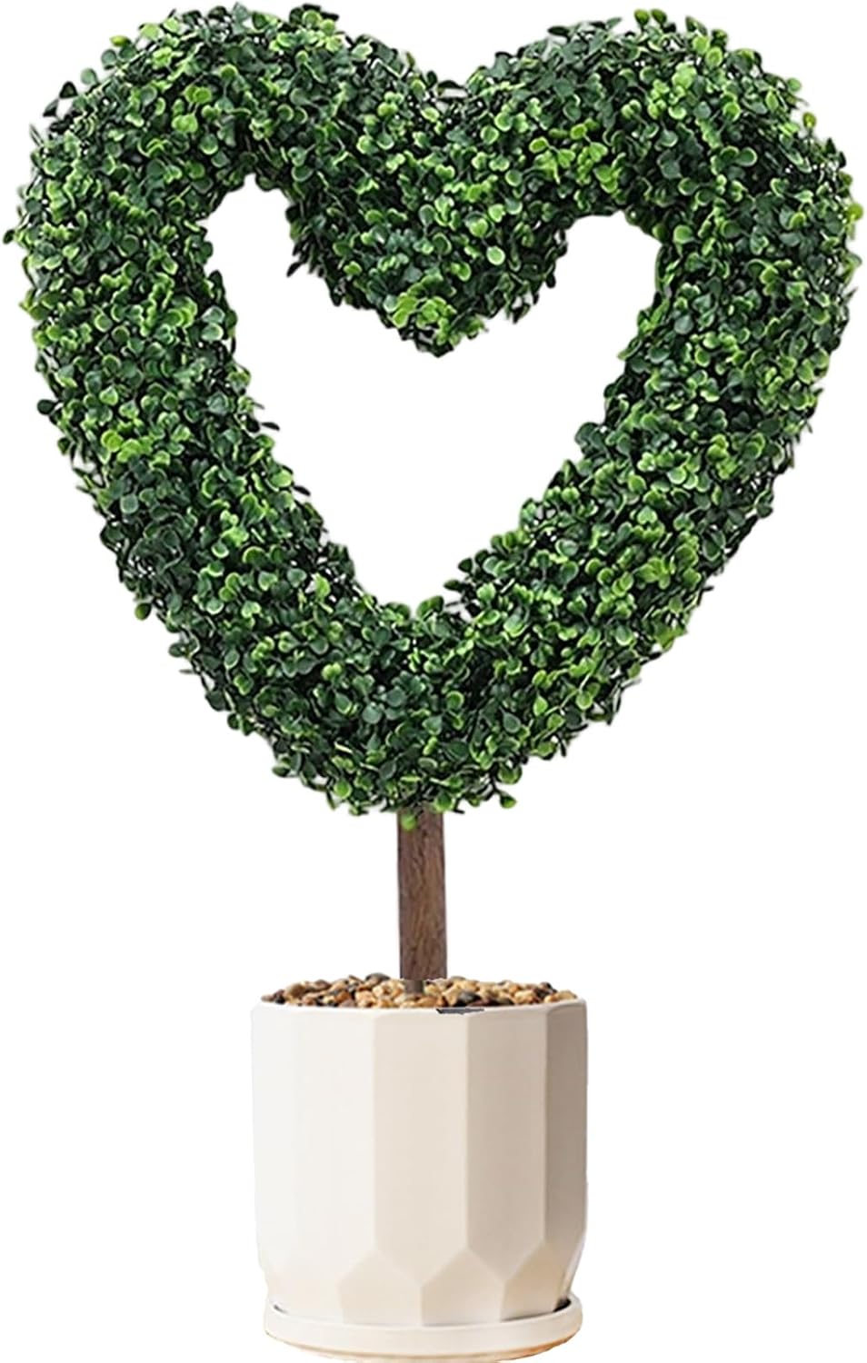 Outdoor Topiary - 25.5in Valentines Plant with Stake, Heart Shaped Decorative Greenery for Planter Pot Potted Courtyard, Porch Wedding Farmhouse Backyard Display, Seasonal Landscape Ornament
