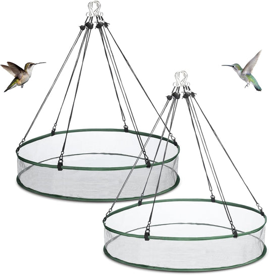 2 Pieces Universal Wild Bird Seed Catcher Hanging Hoop Platform Bird Seed Catcher Tray for Hummingbird Feeders Bee Feeder Outdoor Garden Accessories (24 Inch)