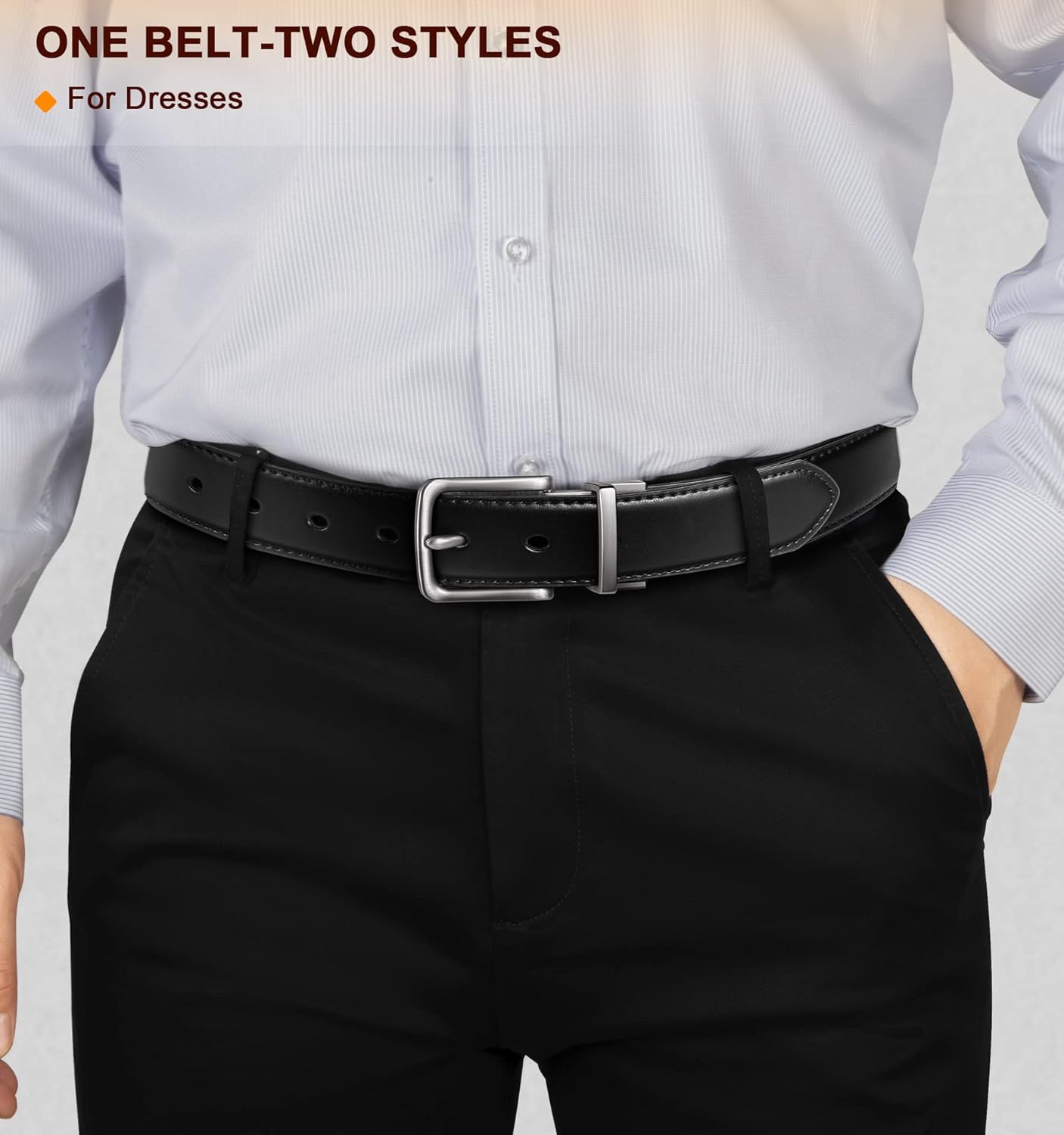 BULLIANT Men's Belt,Reversible Belt Adjustable For Gift Men 1.25”-Cut 