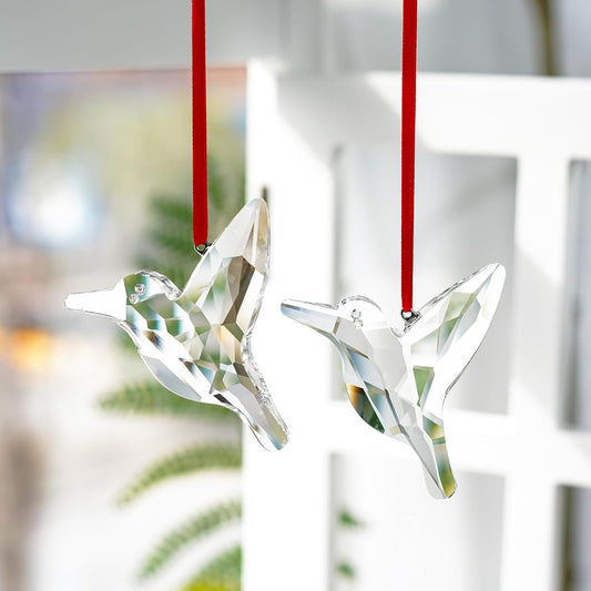 H&D HYALINE & DORA Set of 2 Crystal Hummingbird Suncatchers Rainbow Glass Hummingbird Sun Catcher Hanging Crystals for Window Garden Home Christmas Decor(3 inch)