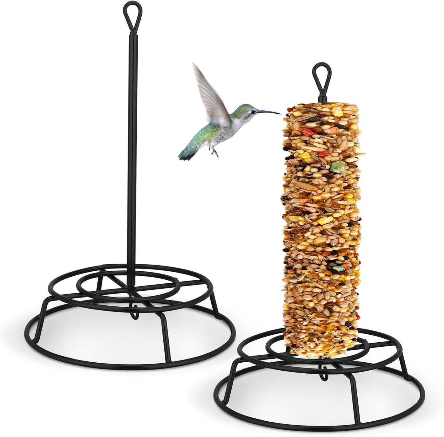 Honeydak 2 Pcs Cylinder Bird Feeder Outdoor Seed Holder for Large Smal