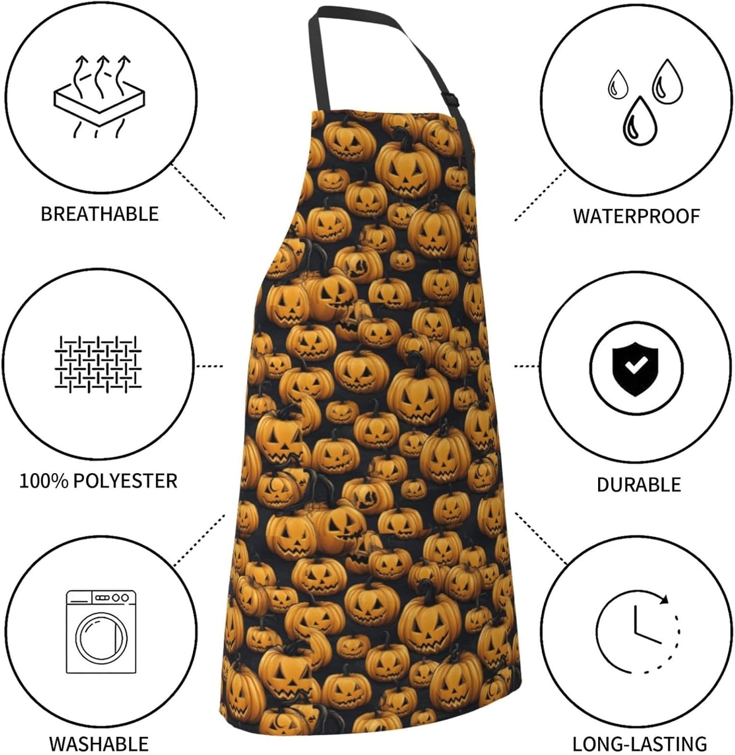 YANYU Halloween Print 28x33 In Kitchen Apron Stylish Chef Apron with Pockets for Cooking Baking Painting