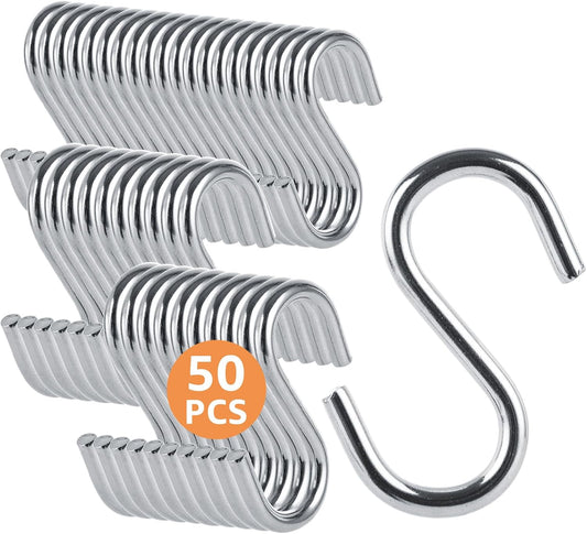 LANIAKEA 50PCS Stainless Steel S Hooks - 2 in 304 Stainless Steel S Sh