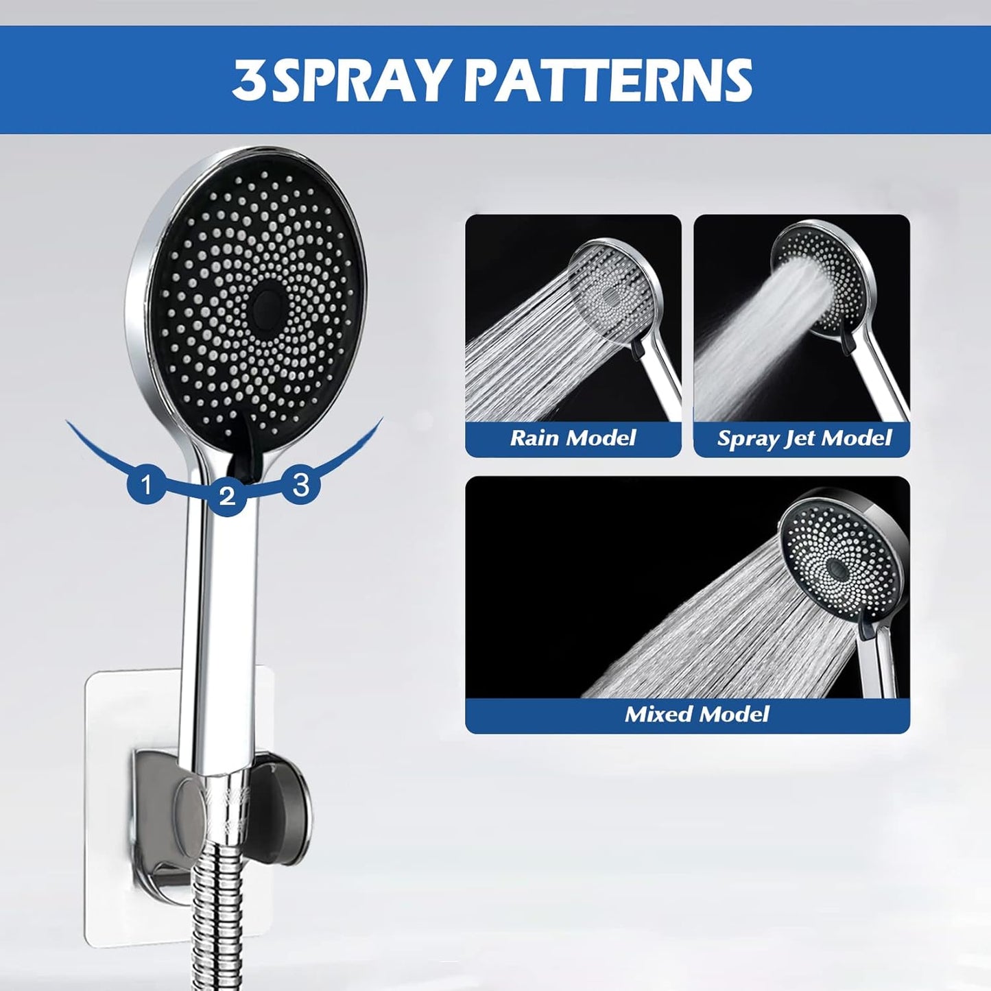Shower Head,8”Rain Shower Head with Handheld Spray Combo with 11'' Ang