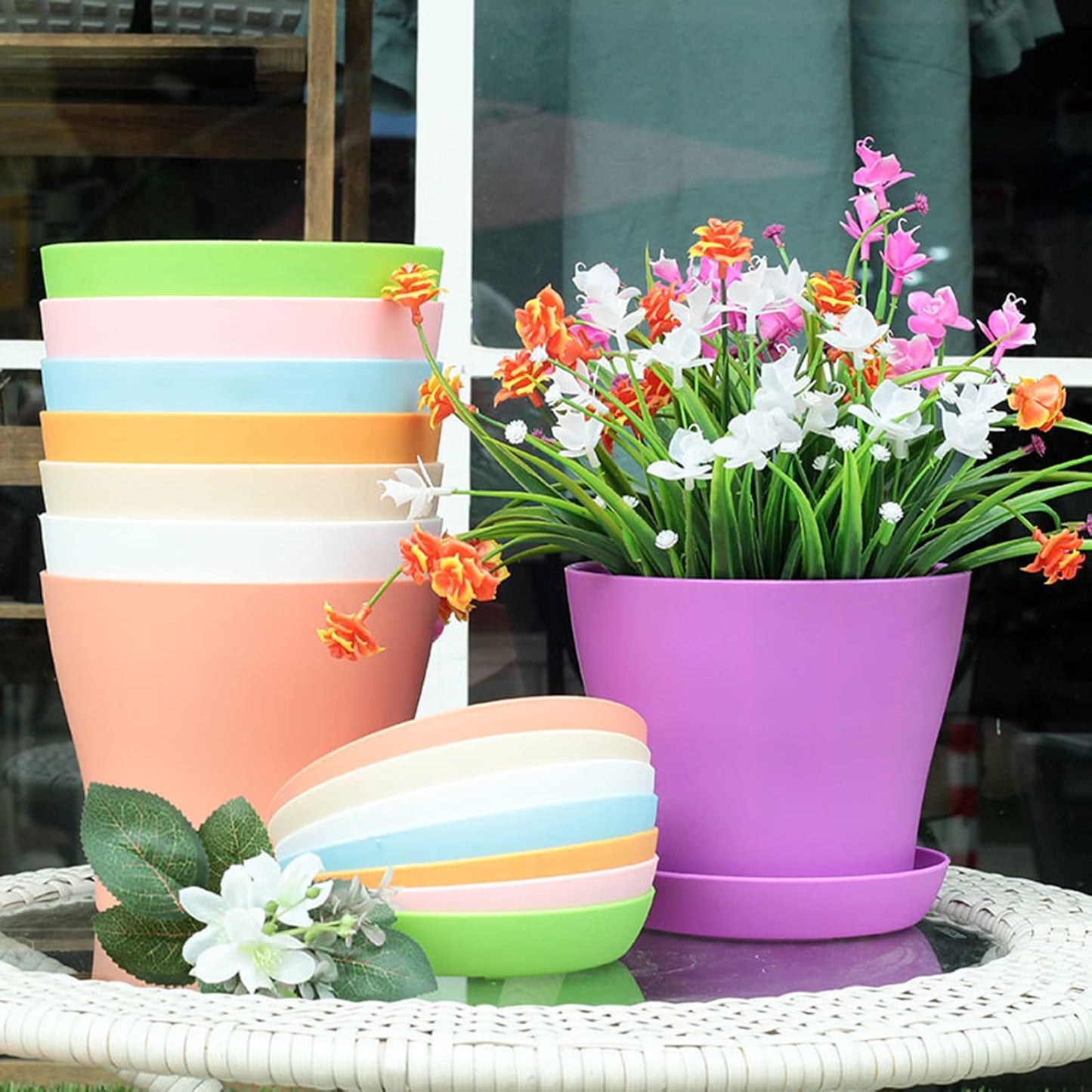 Tergy 50 Pack 4 Inch Plant Pots Bulk Small Plastic Planters Pots with 