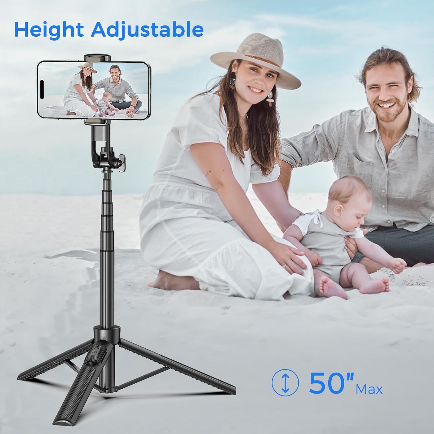 Selfie Stick Travel Tripod for Cell Phone with Remote Control and Phon