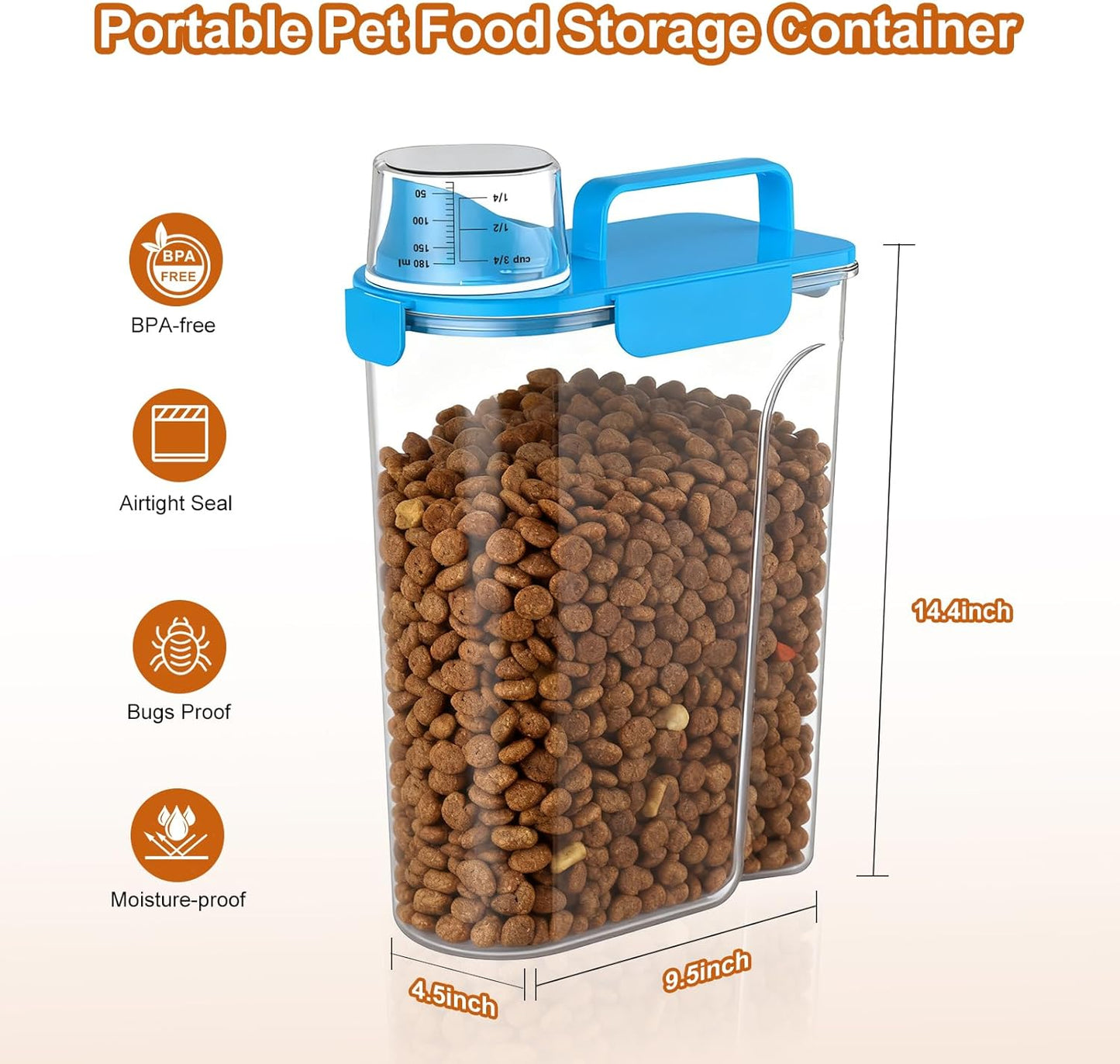 Dog Cat Food Storage Container, 5-7Lbs Pet Food Containers, Airtight C